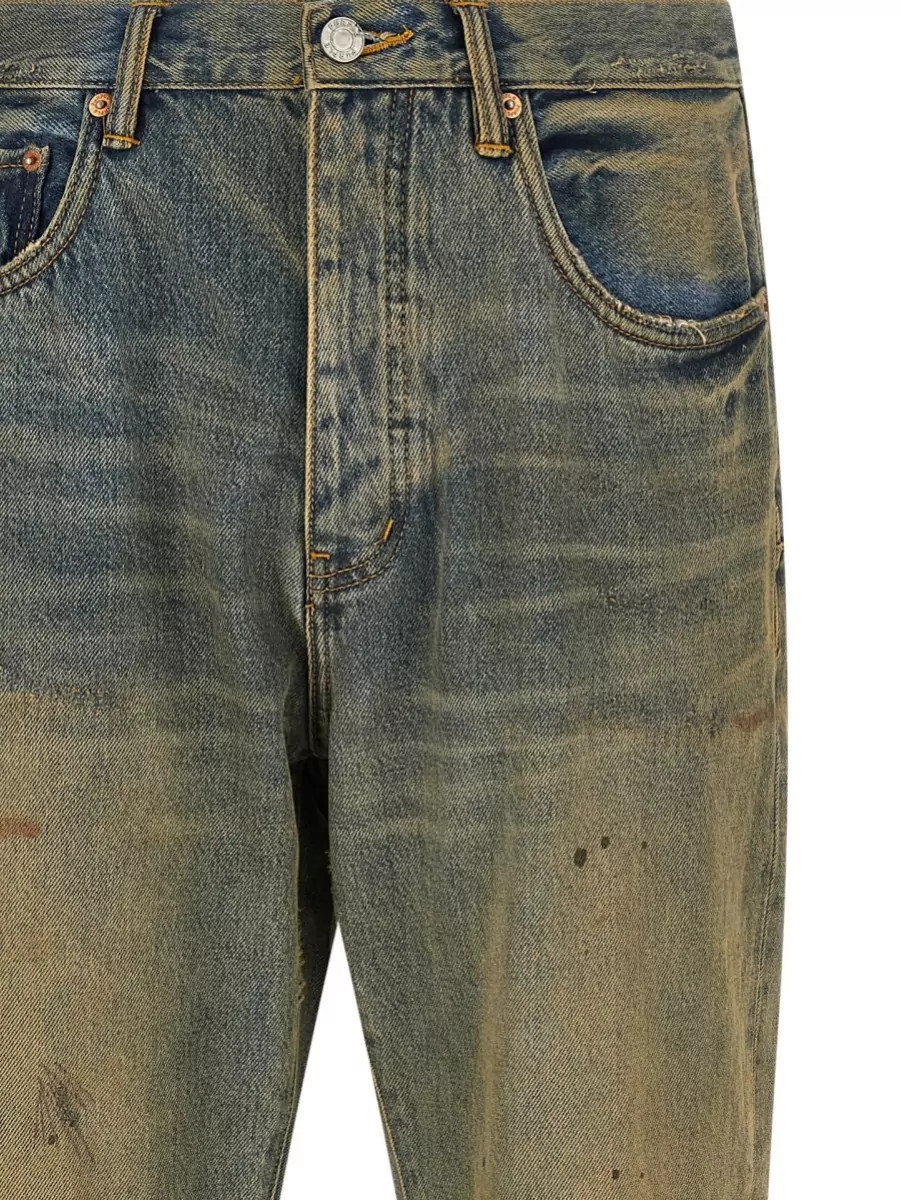 Purple Denim Mid-Rise Straight-Leg Jeans