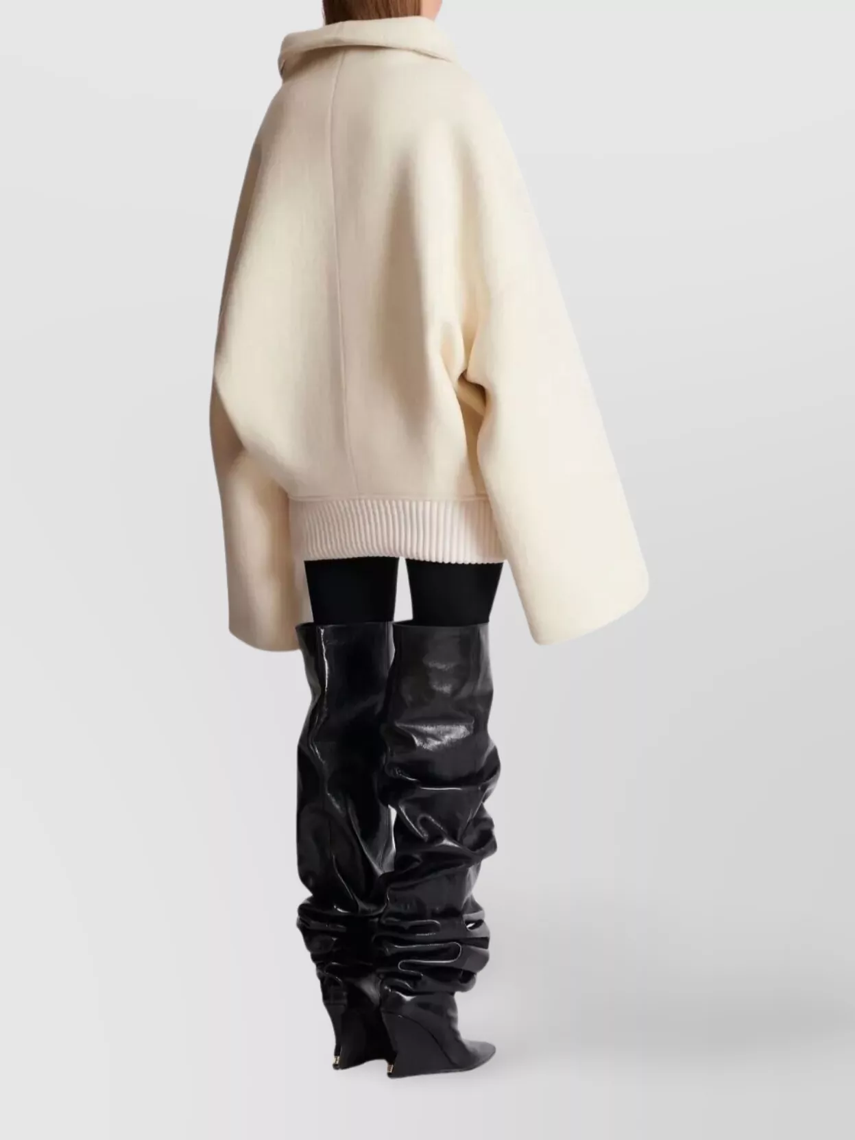 Balmain Oversized Wool Caban Wide Collar