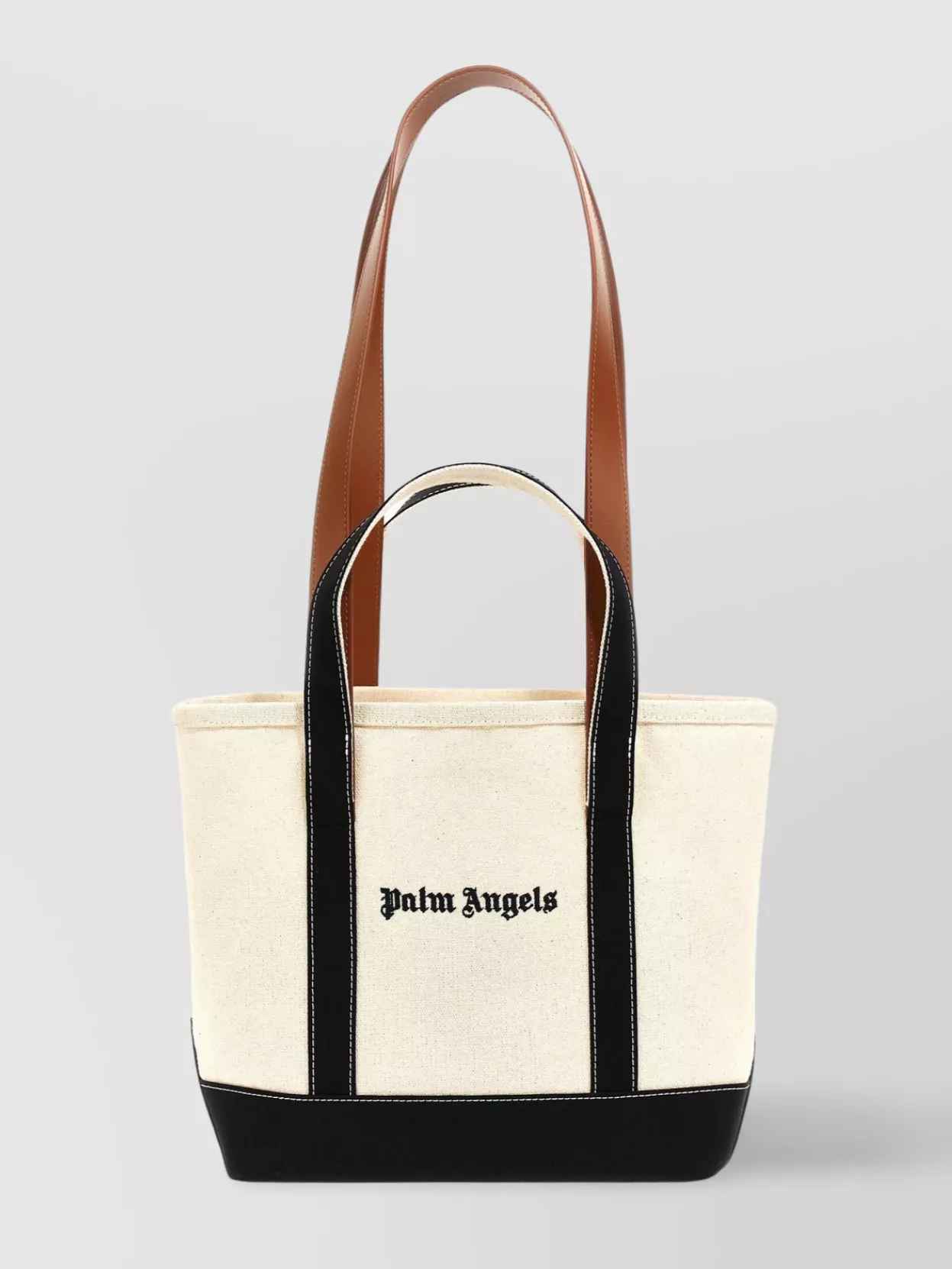 Shop Palm Angels Block Design Tote Bag With Contrast Stitching