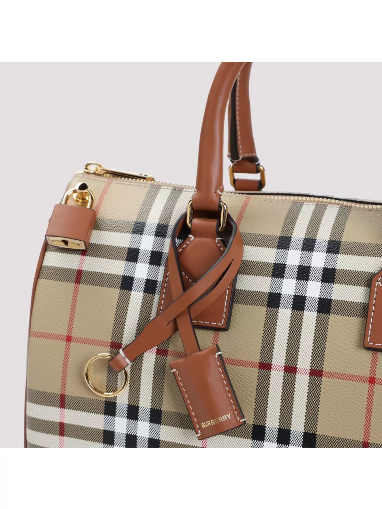 Burberry Medium Bowling Bag With Signature Checked Pattern