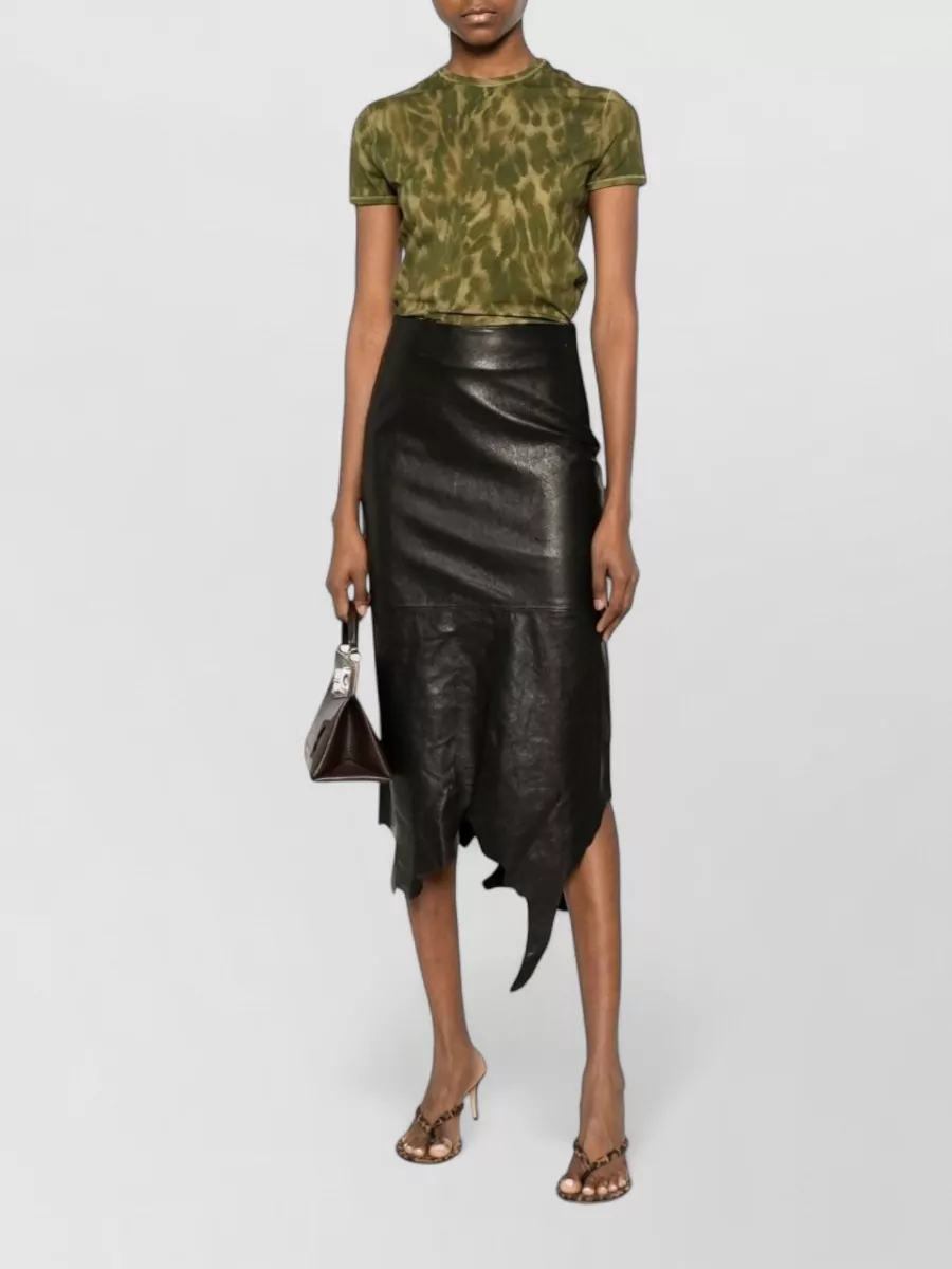 Diesel Leather Knee-Length Asymmetric Skirt
