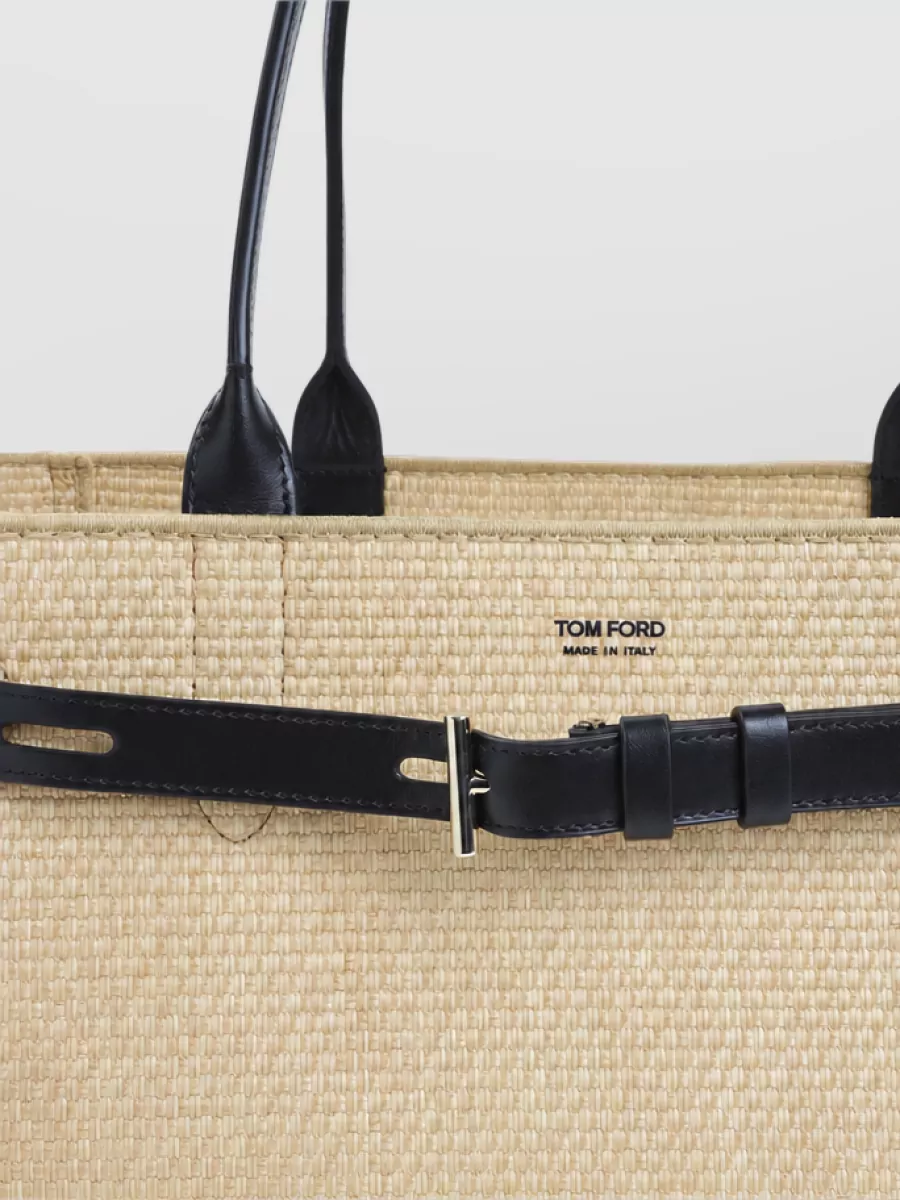 Tom Ford Jean raffia leather tote bag