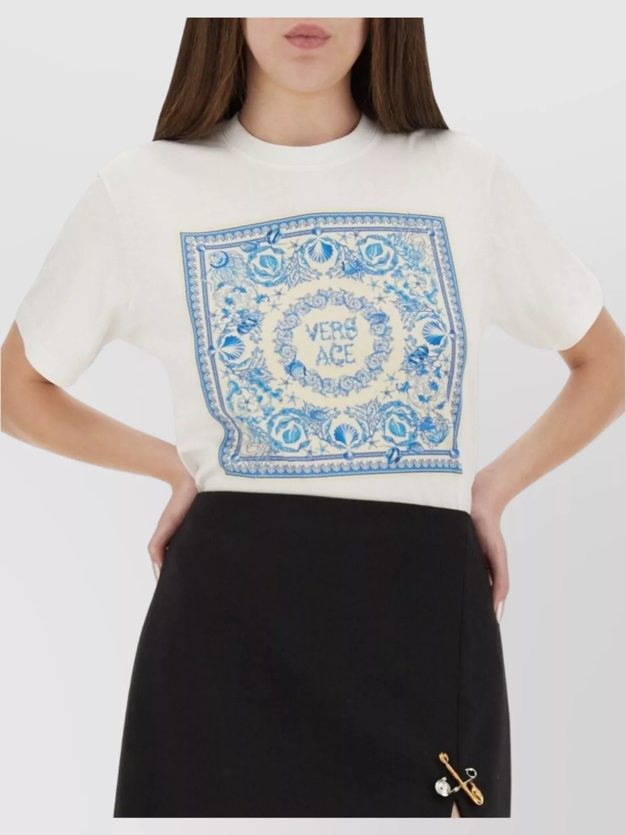Versace Crew Neck Graphic Print Short Sleeves Top