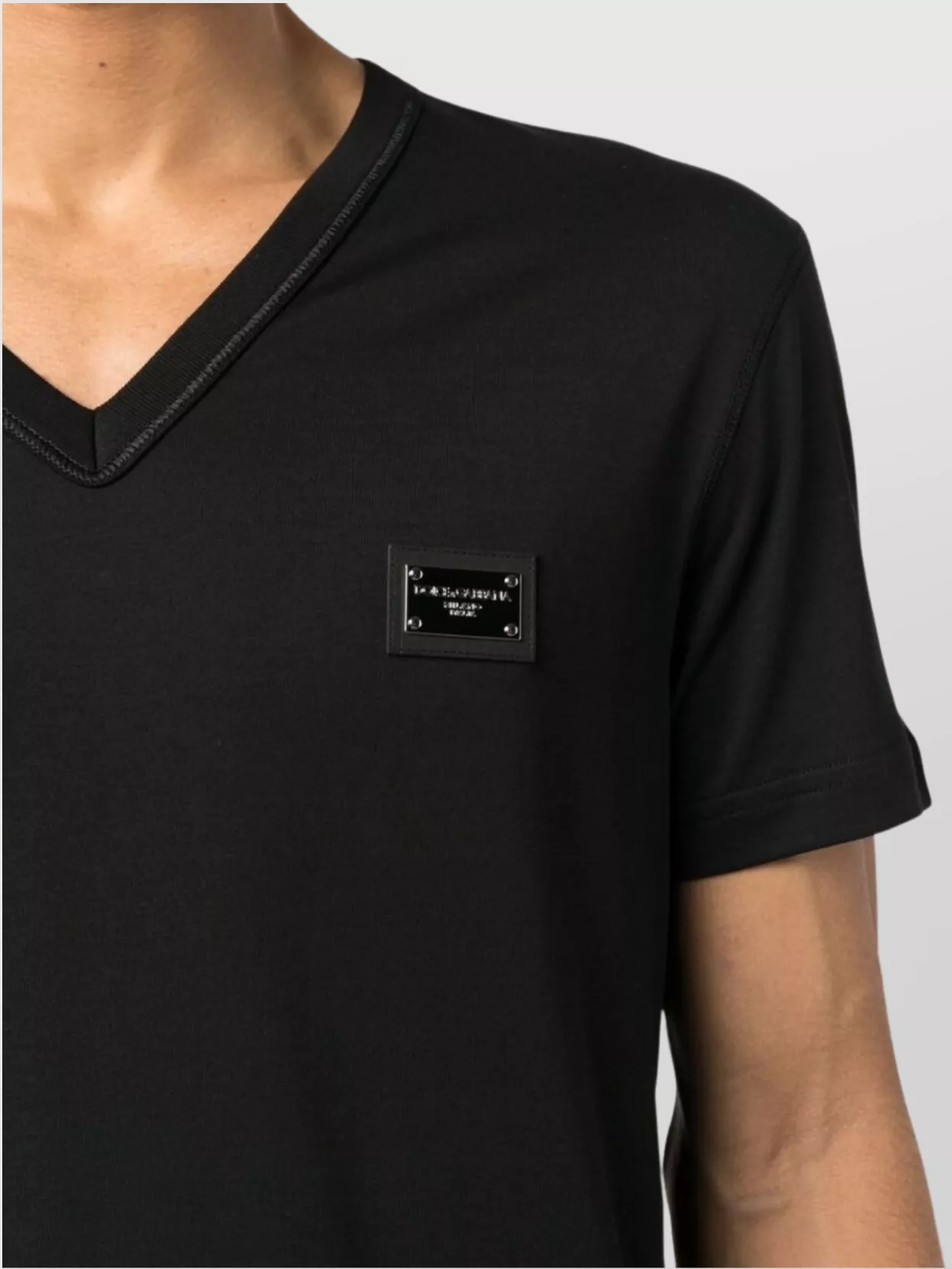 Dolce&Gabbana Short Sleeves V-Neck Straight Hem T-Shirt