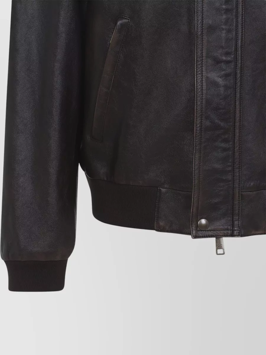 Prada Lamb Leather Regular-Fit Bomber Jacket