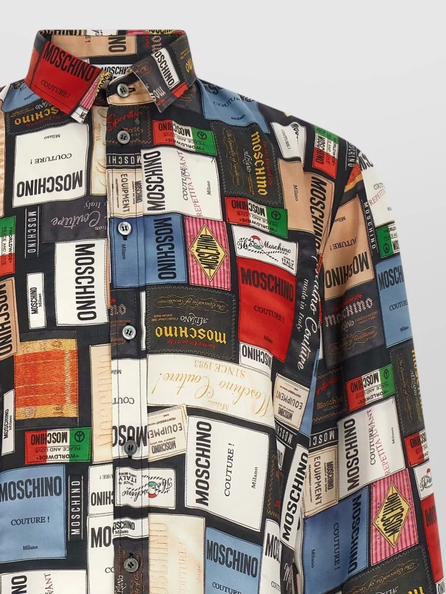 Moschino Silk Printed Long-Sleeve Shirt