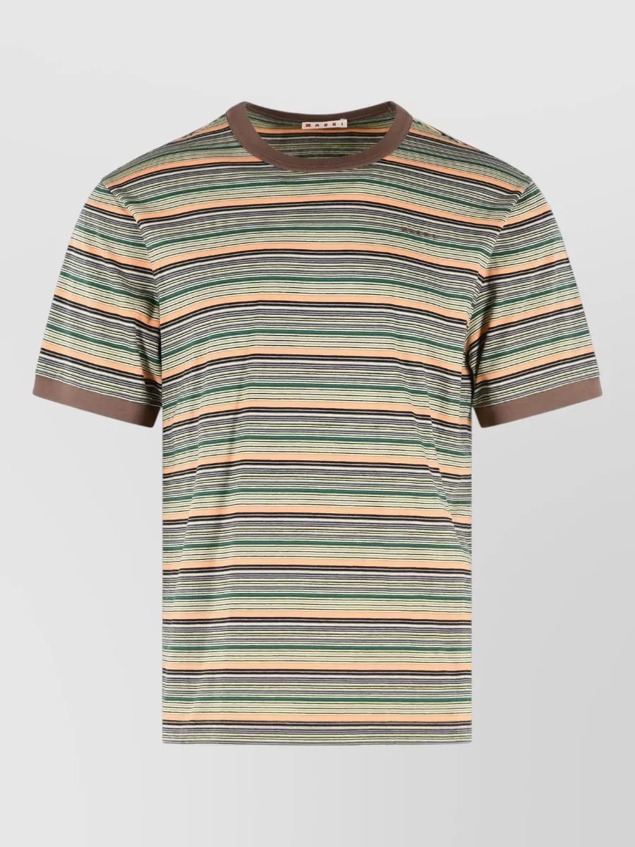 Marni striped cotton crew neck short sleeve t shirt