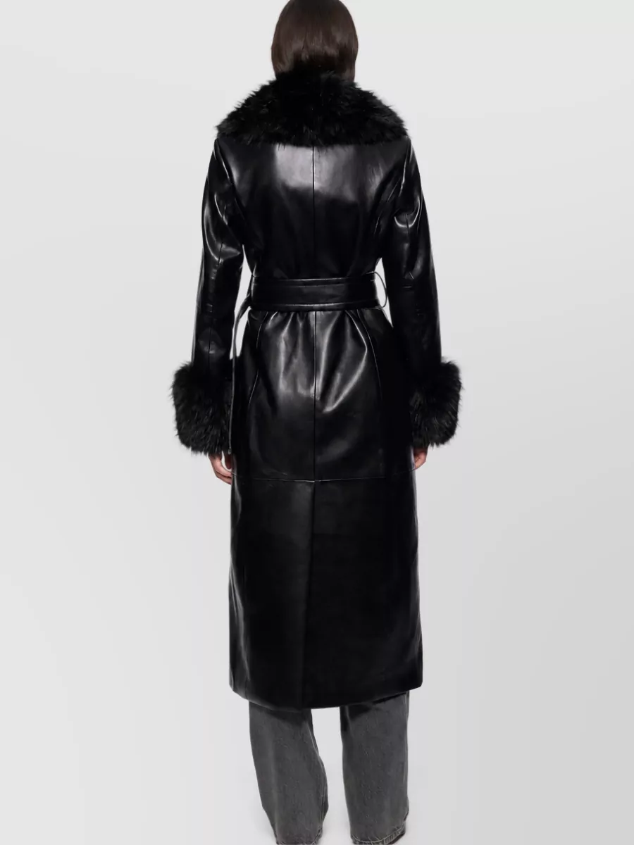 Stand Studio Belted Faux Leather Coat