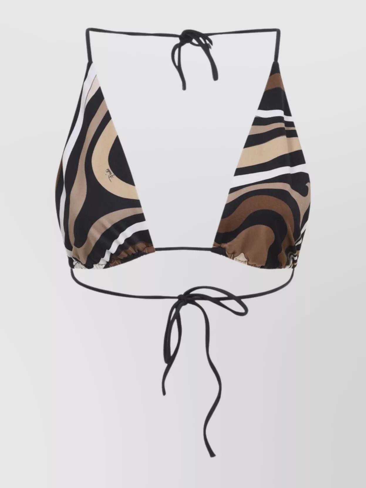 Pucci Triangle Halter Neck Adjustable Bikini Top In Brown