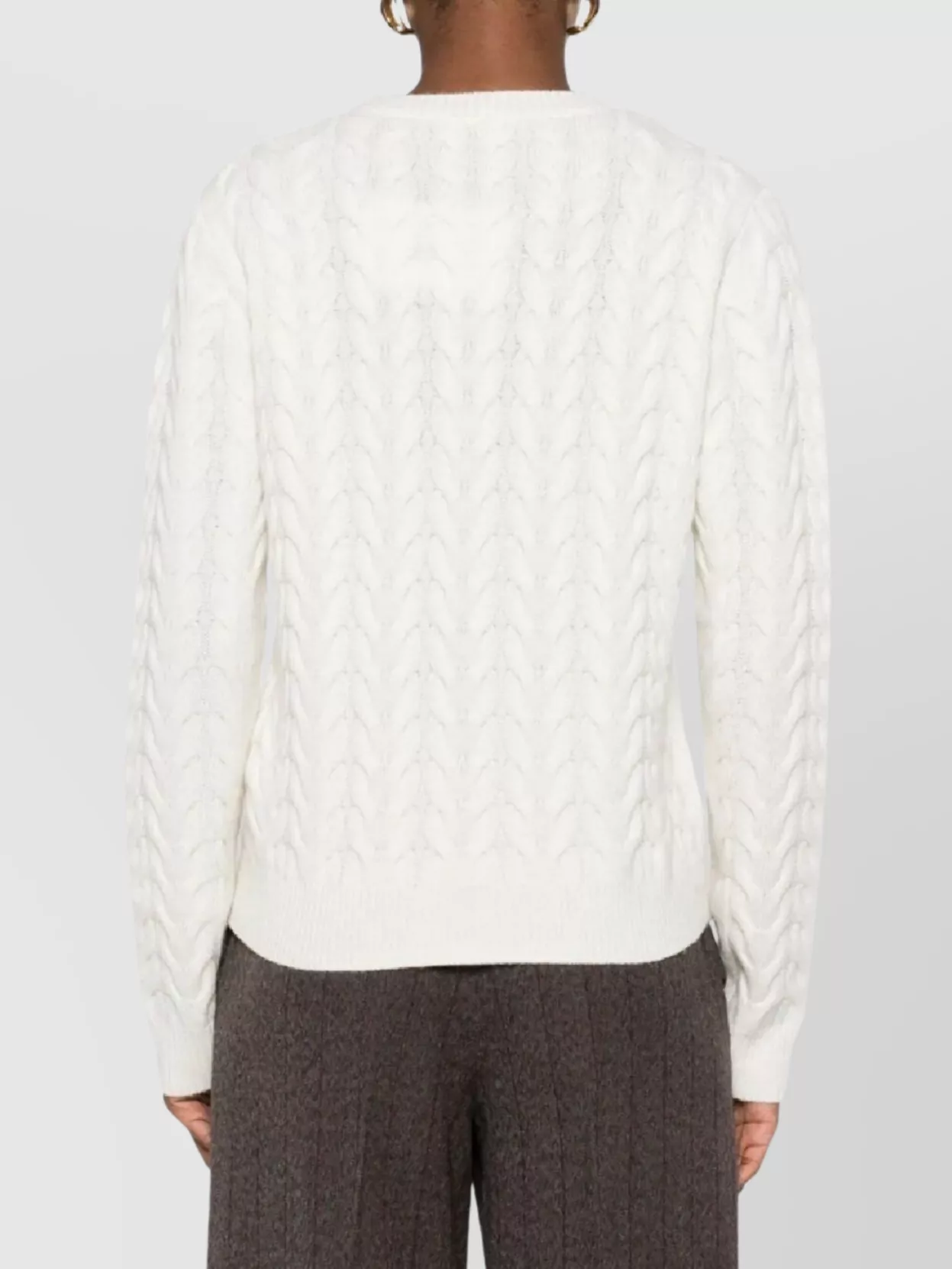 Max Mara Cable Knit Crew Neck Sweater With Long Sleeves