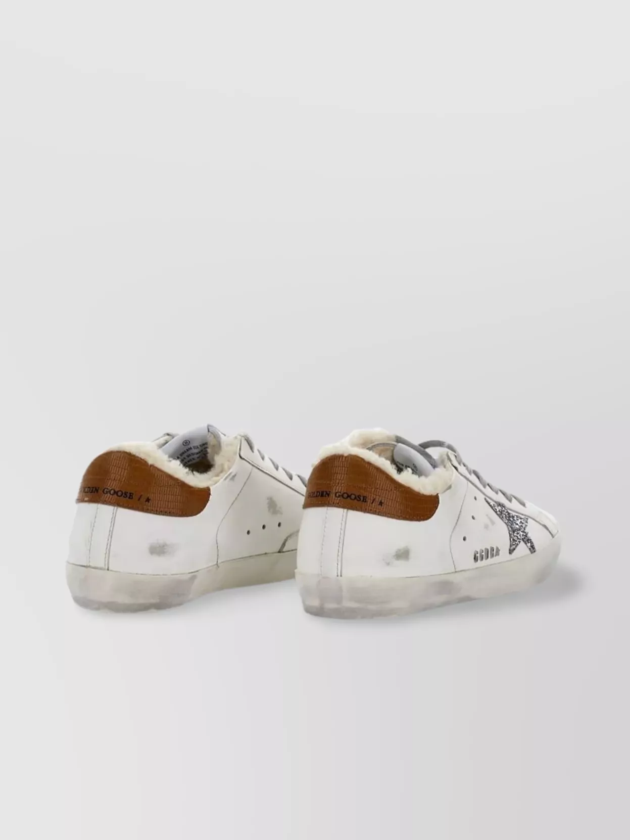 Golden Goose Sneakers Distressed Leather Glitter Star In White