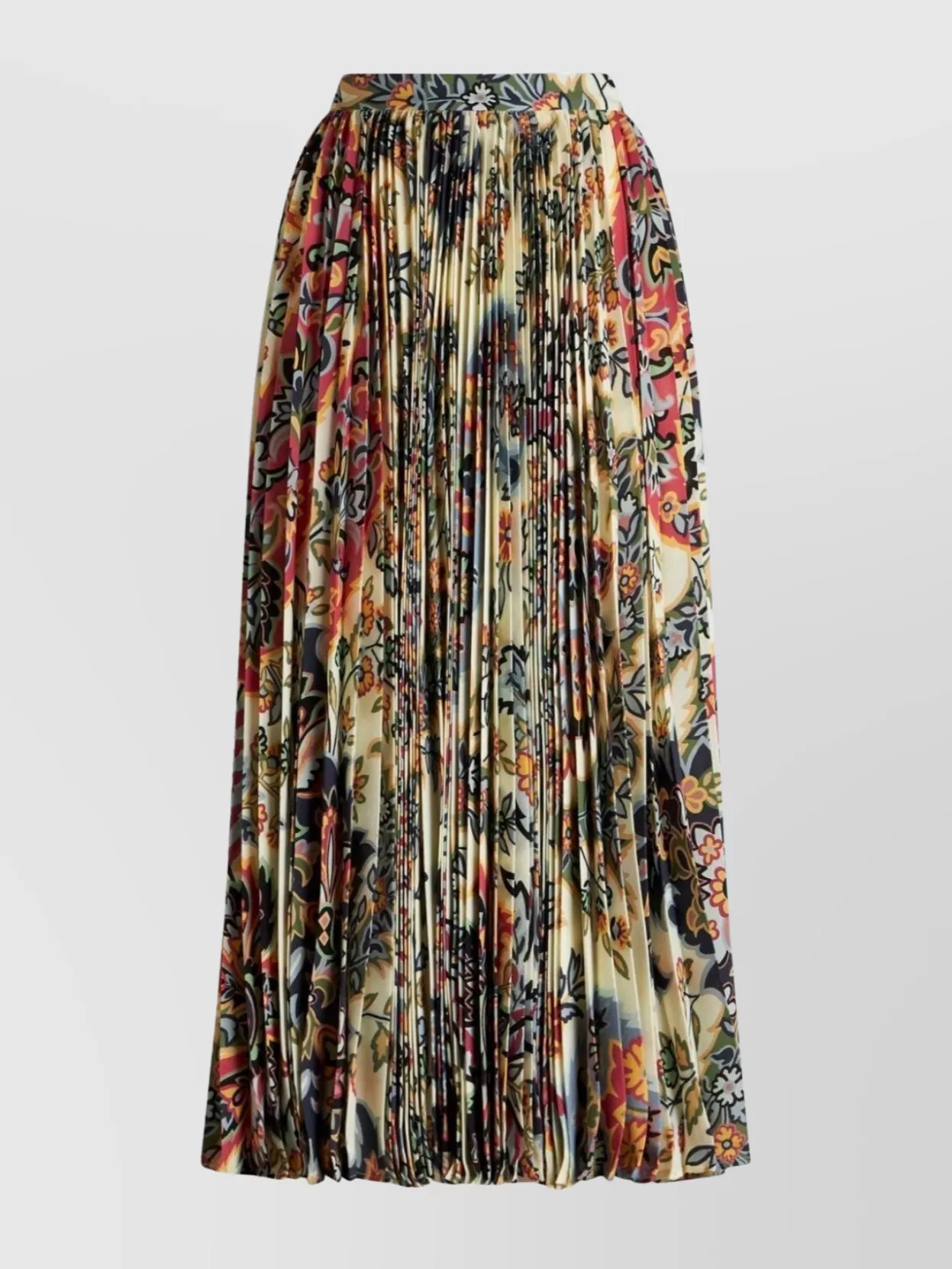 Etro Pleated Floral Paisley Midi Skirt