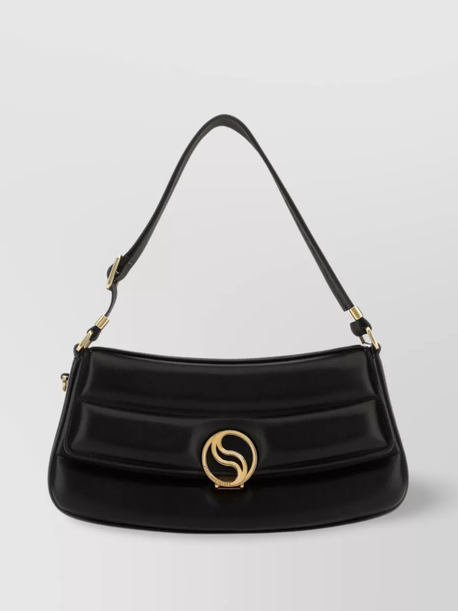 Shop Stella Mccartney Curved Silhouette Matte Shoulder Bag In Black