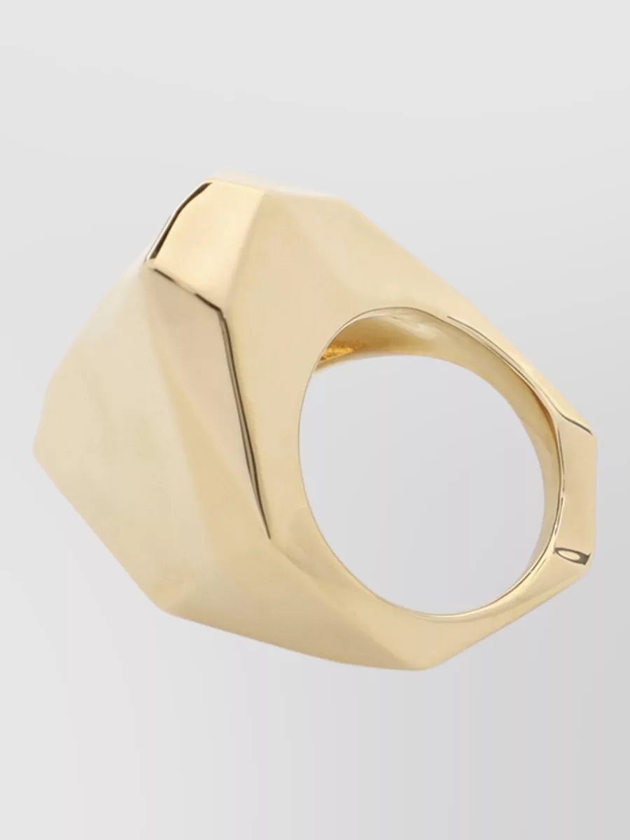 Lanvin Cubic Signet Ring Geometric Wide Band