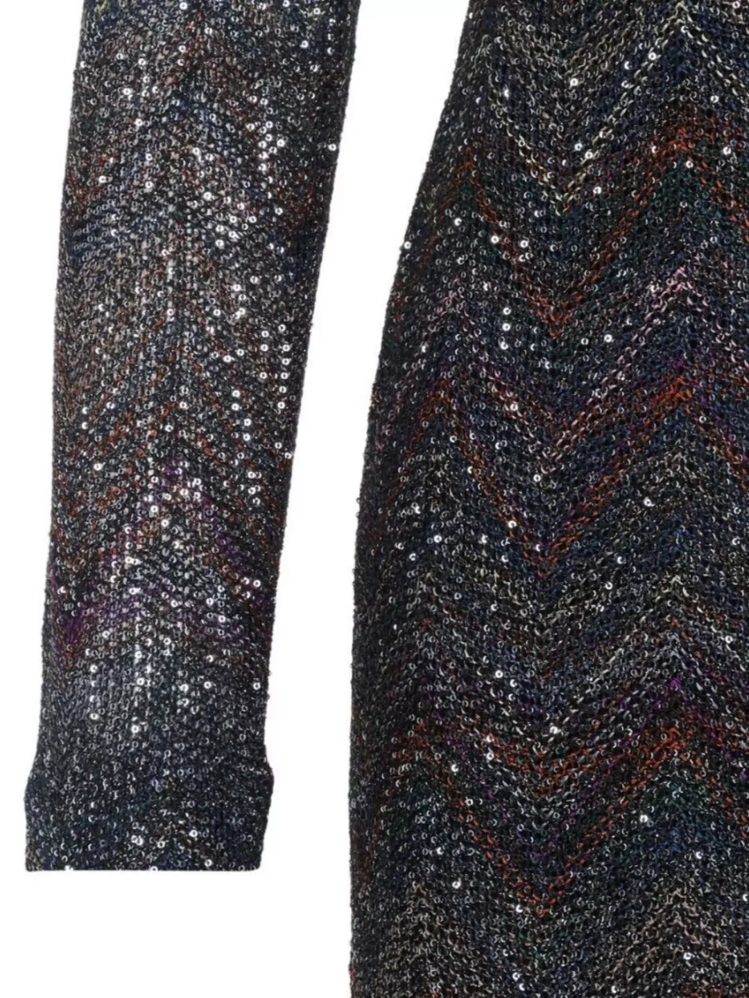 Missoni Zigzag Knit Sequinned Mini Dress In Brown