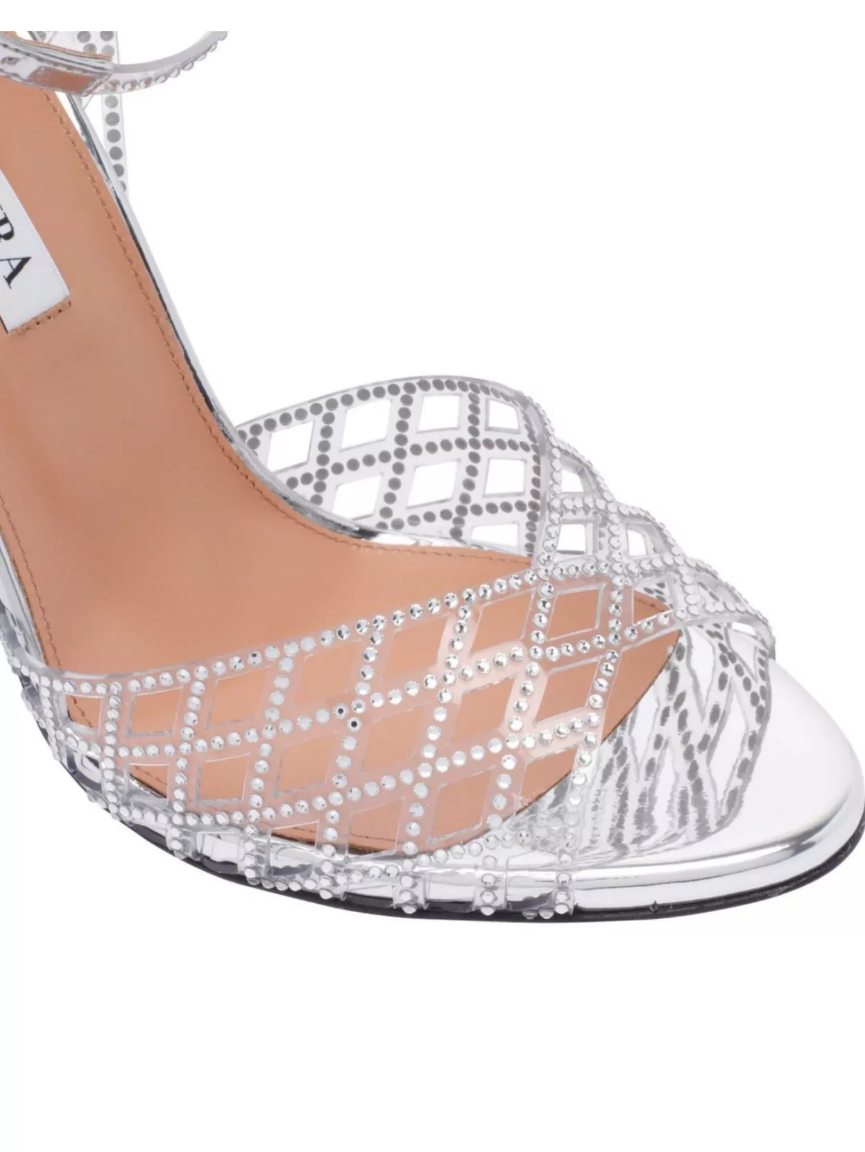 Shop Aquazzura Heeled Sandals With Ankle Strap And Rhinestone Embellishments