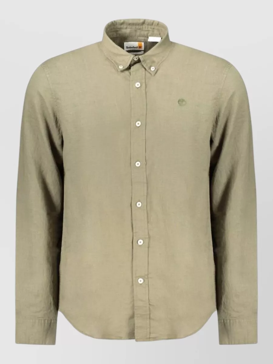 Timberland linen blend relaxed fit long sleeve shirt