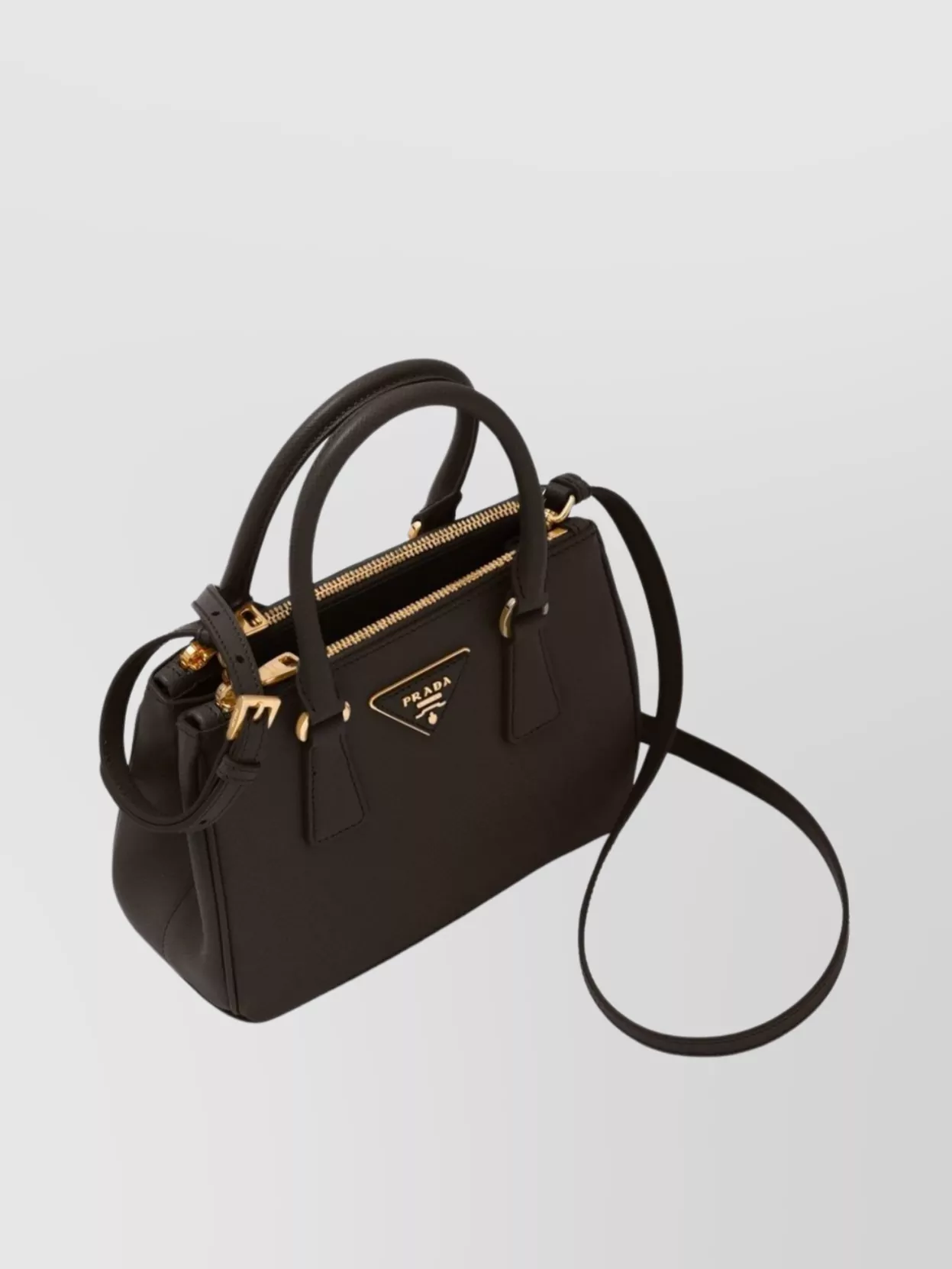 Prada Saffiano Leather Mini Bag With Detachable Strap In Black
