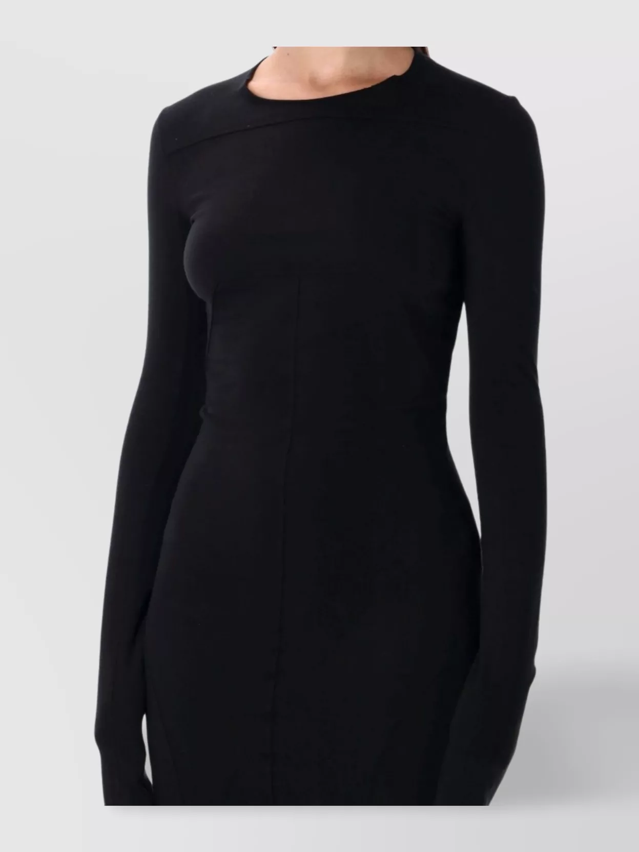 Rick Owens Drkshdw Floor-length Fitted Gown Long Sleeves In Black