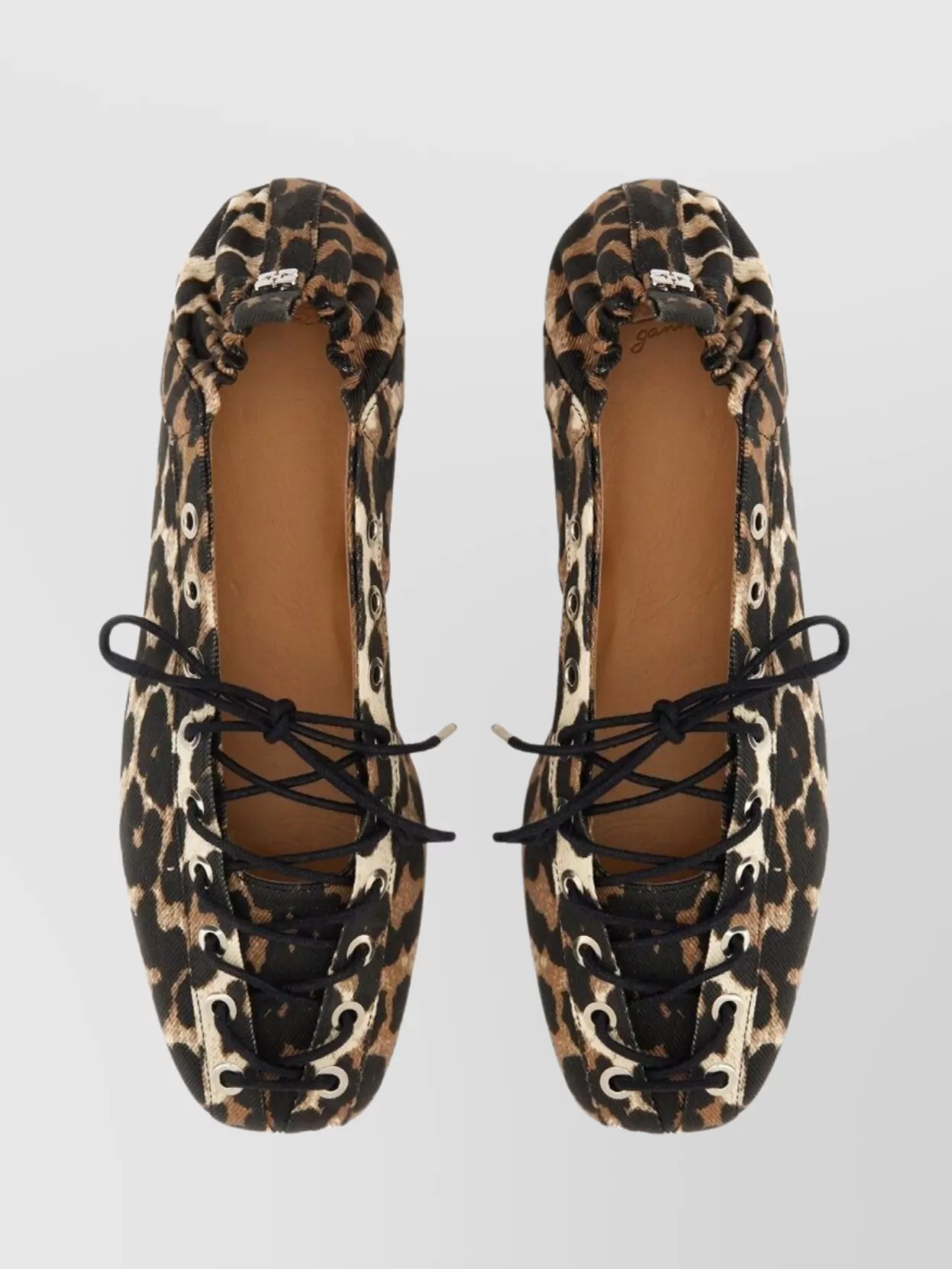 Ganni Animal Print Lace-up Ballerina