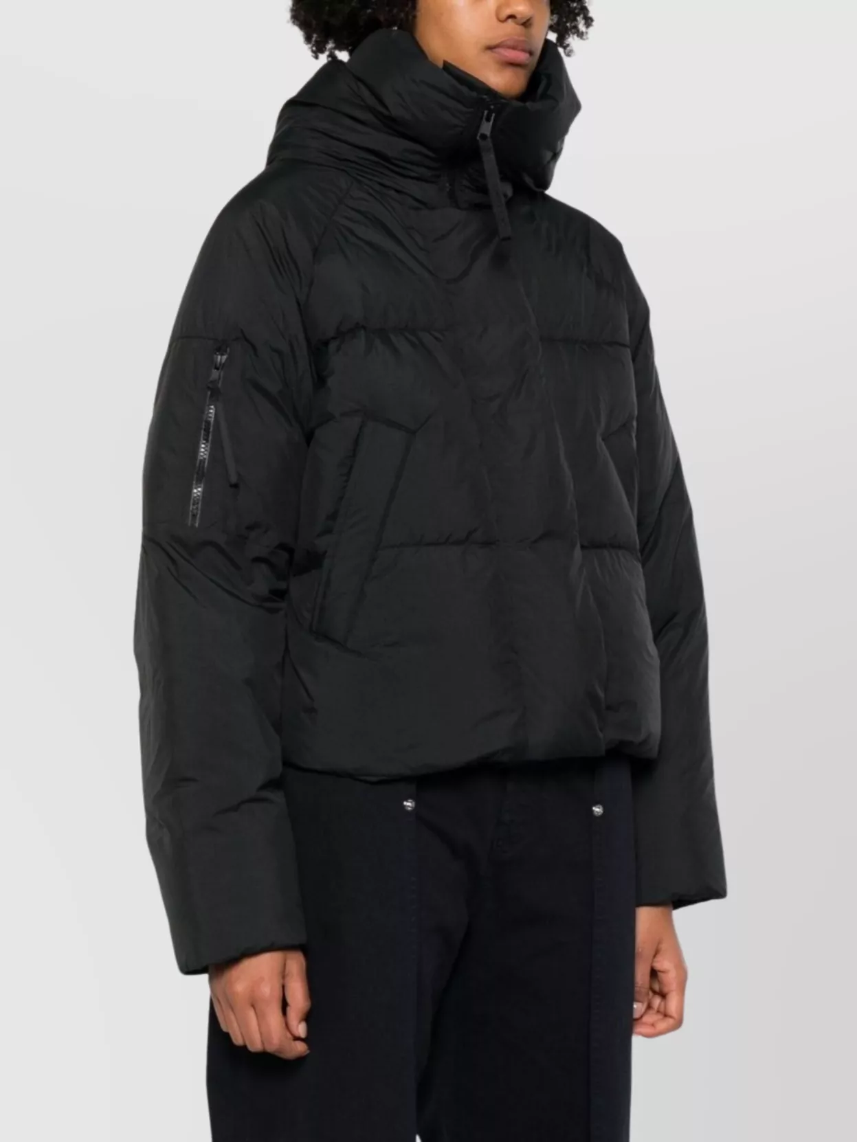 Canada Goose Hooded Long Sleeve Puffer Jacket In Black
