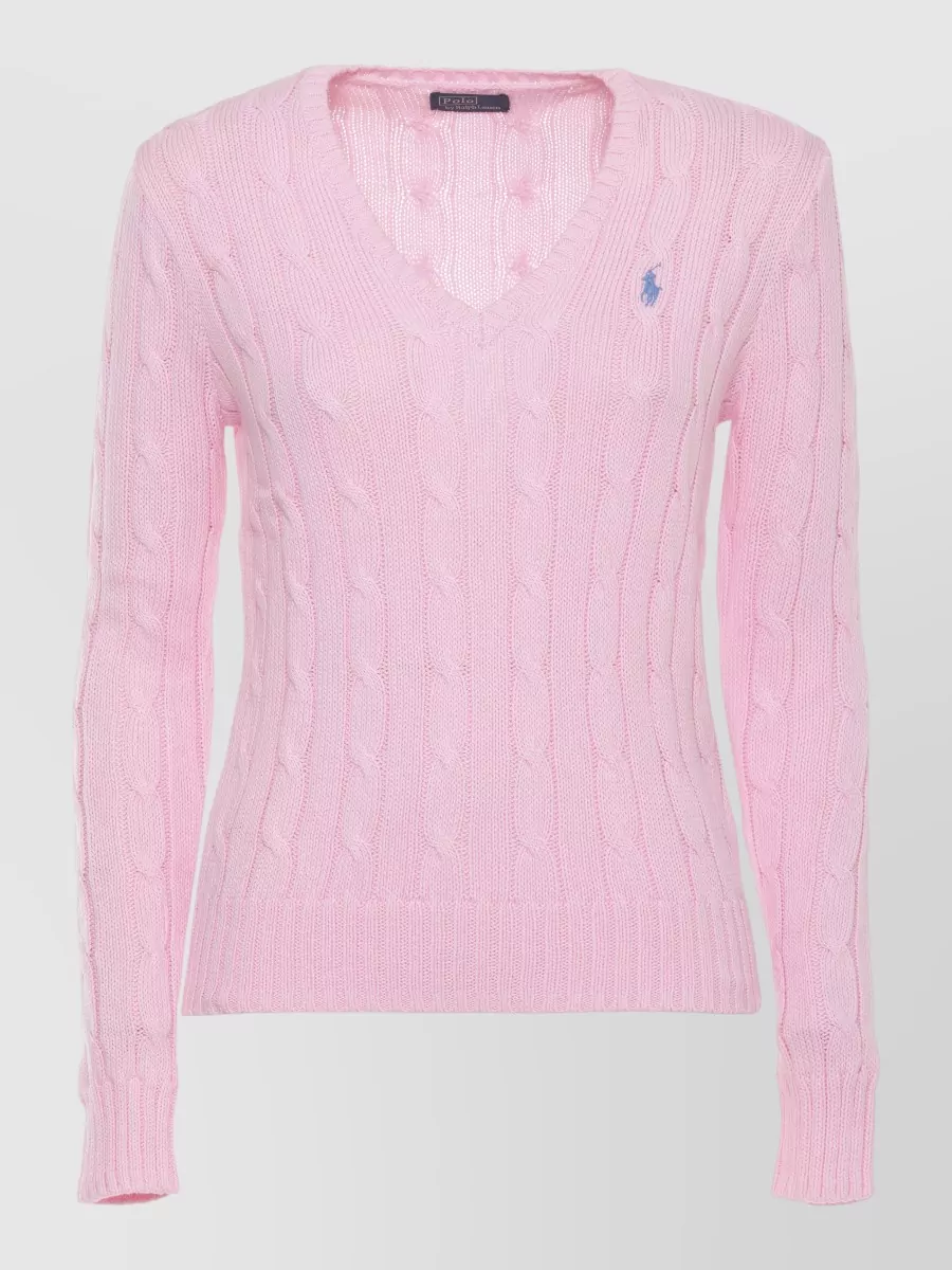 Ralph Lauren Cable-Knit V-Neck Cotton Jumper