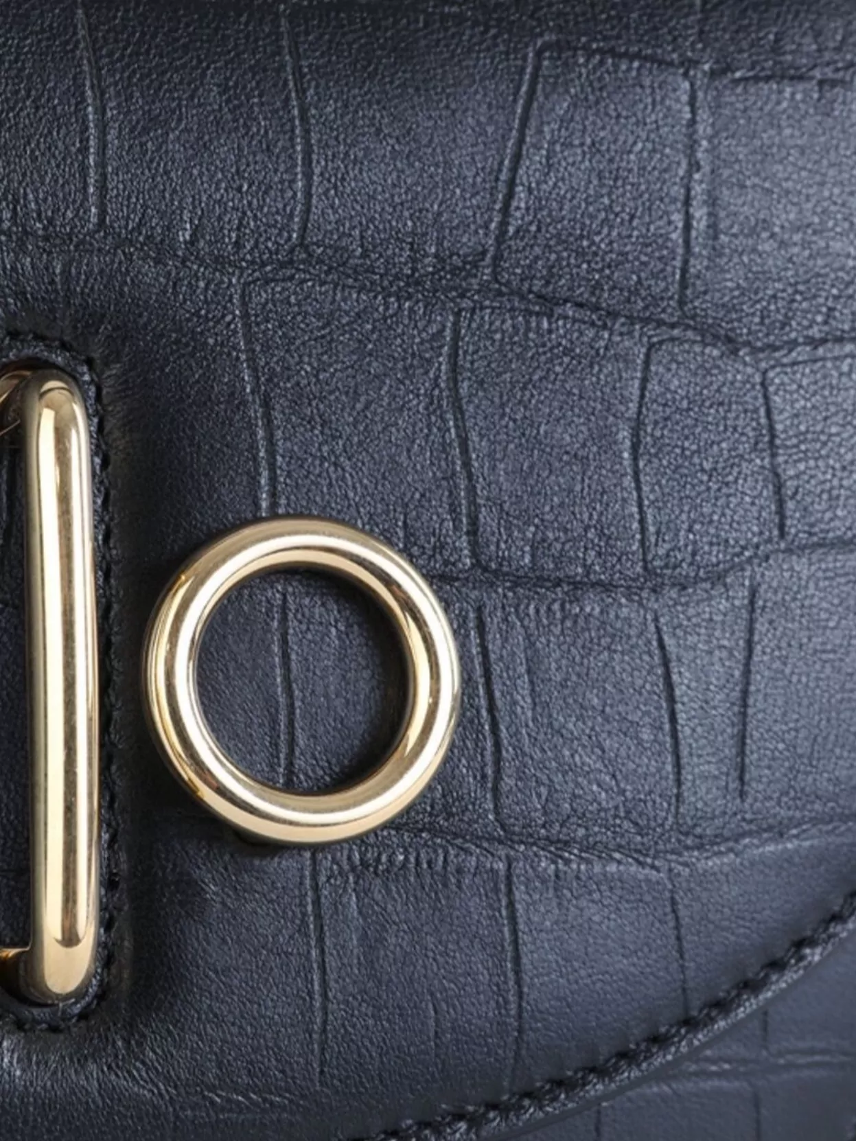 Burberry Curved Crocodile Shoulder Bag Gold Hardware