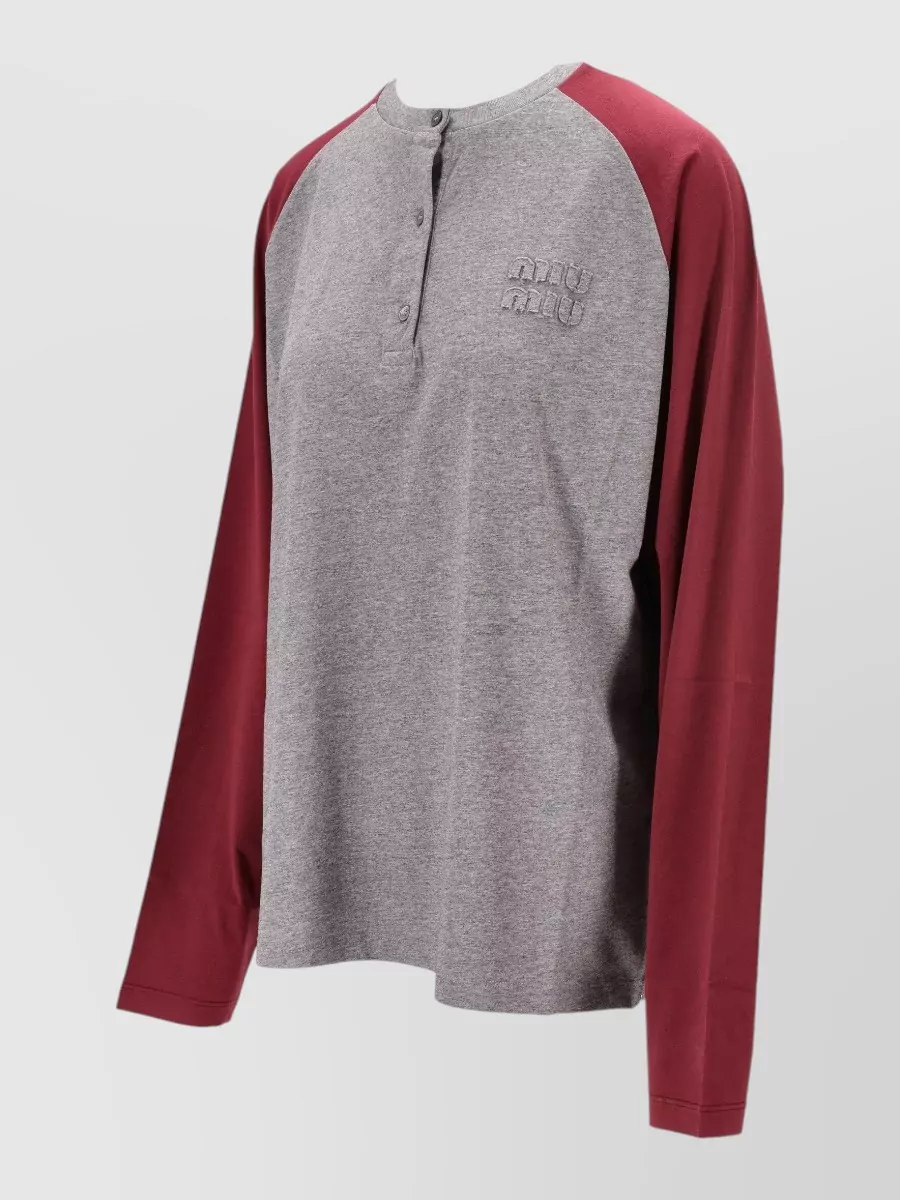 Miu Miu Jersey Top Contrast Raglan Sleeves Design