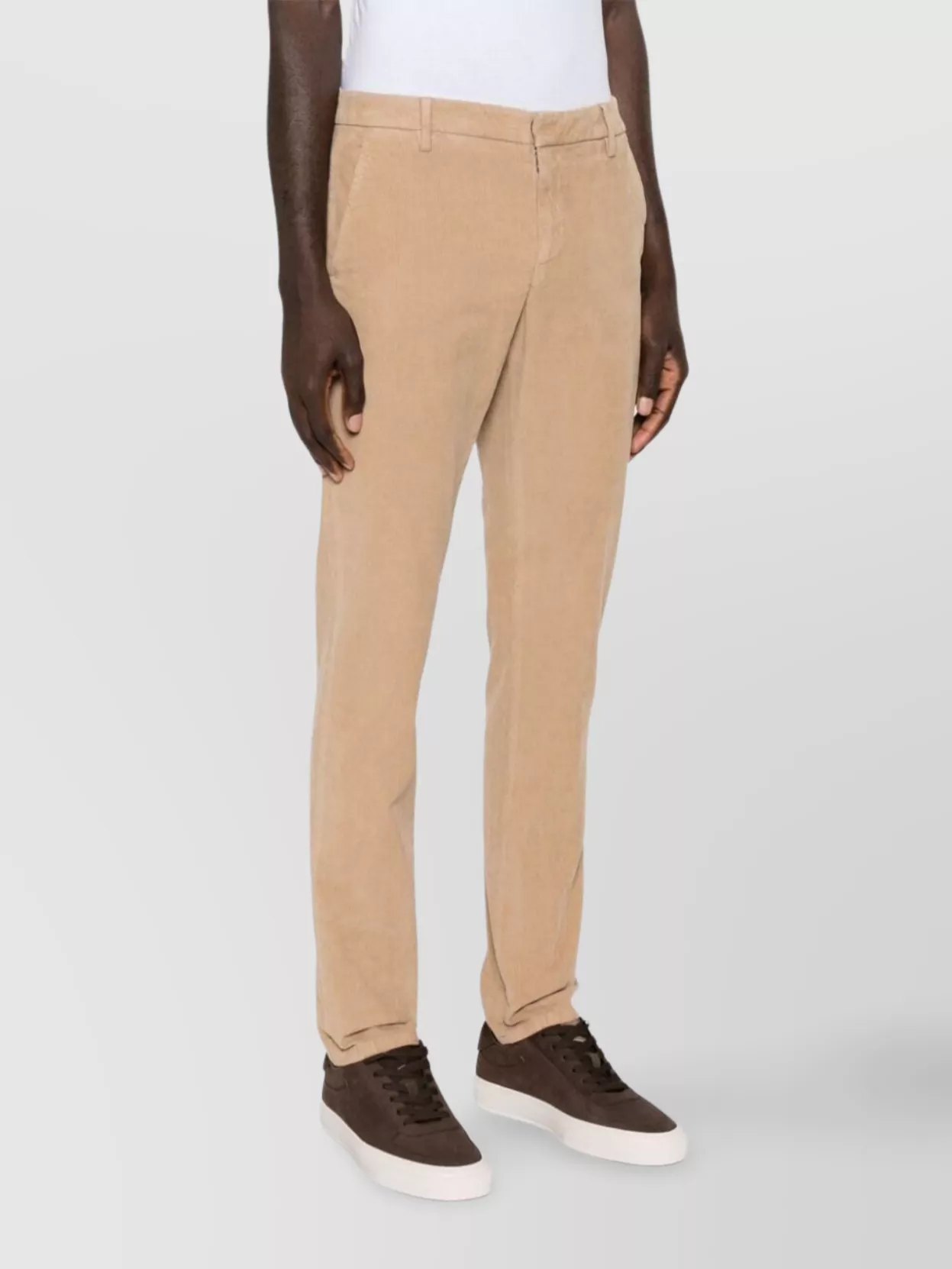 Dondup Corduroy Trousers With Belt Loops And Pockets In Yellow