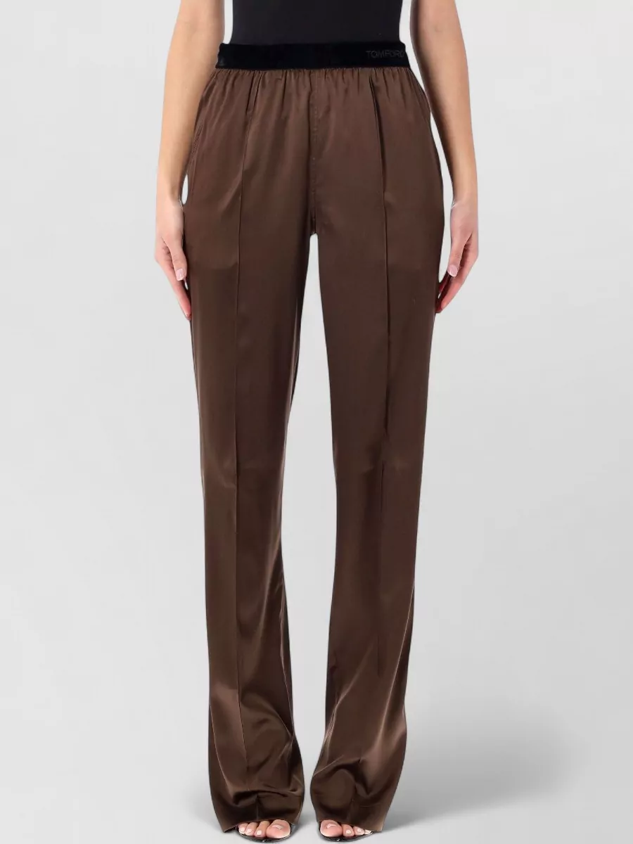 Tom Ford Silk Satin Relaxed Pijama Pants In Brown