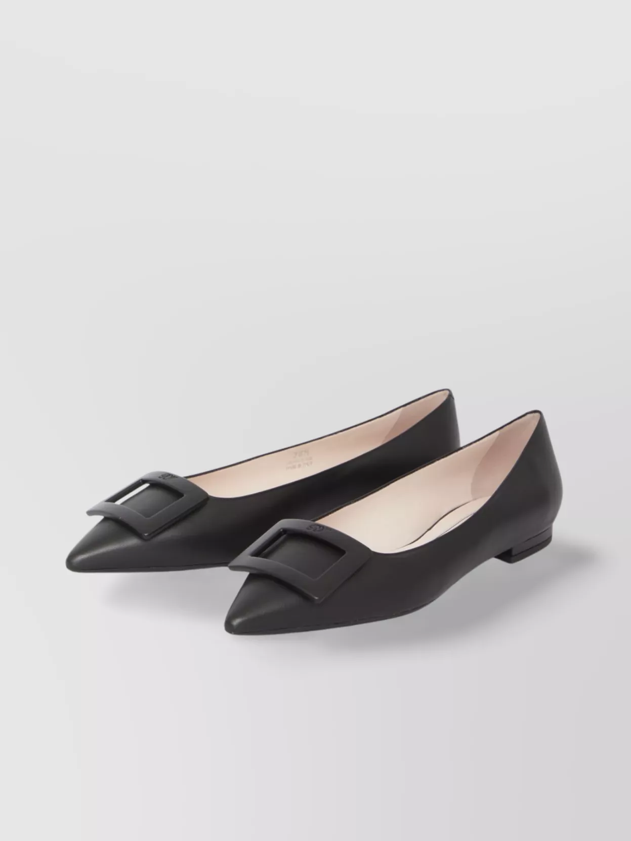 Roger Vivier Pointed Leather Buckle Ballerina Flats