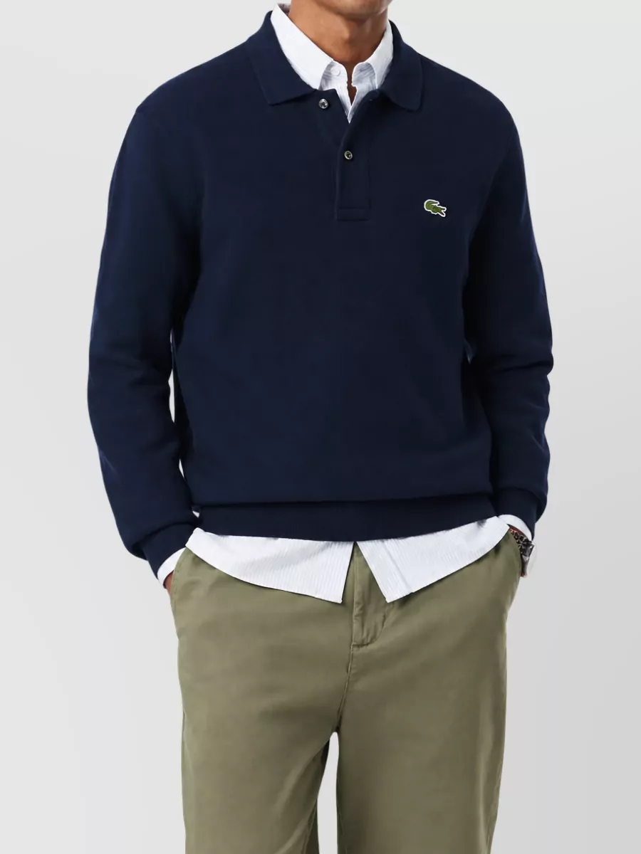 Lacoste Regular-Fit Knitted Long-Sleeve Polo Shirt