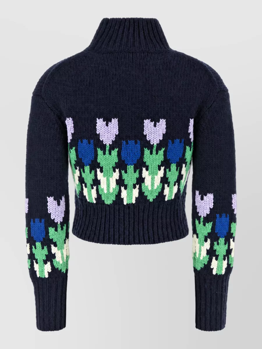Chloé Wool Ribbed Turtleneck Cropped Sweater