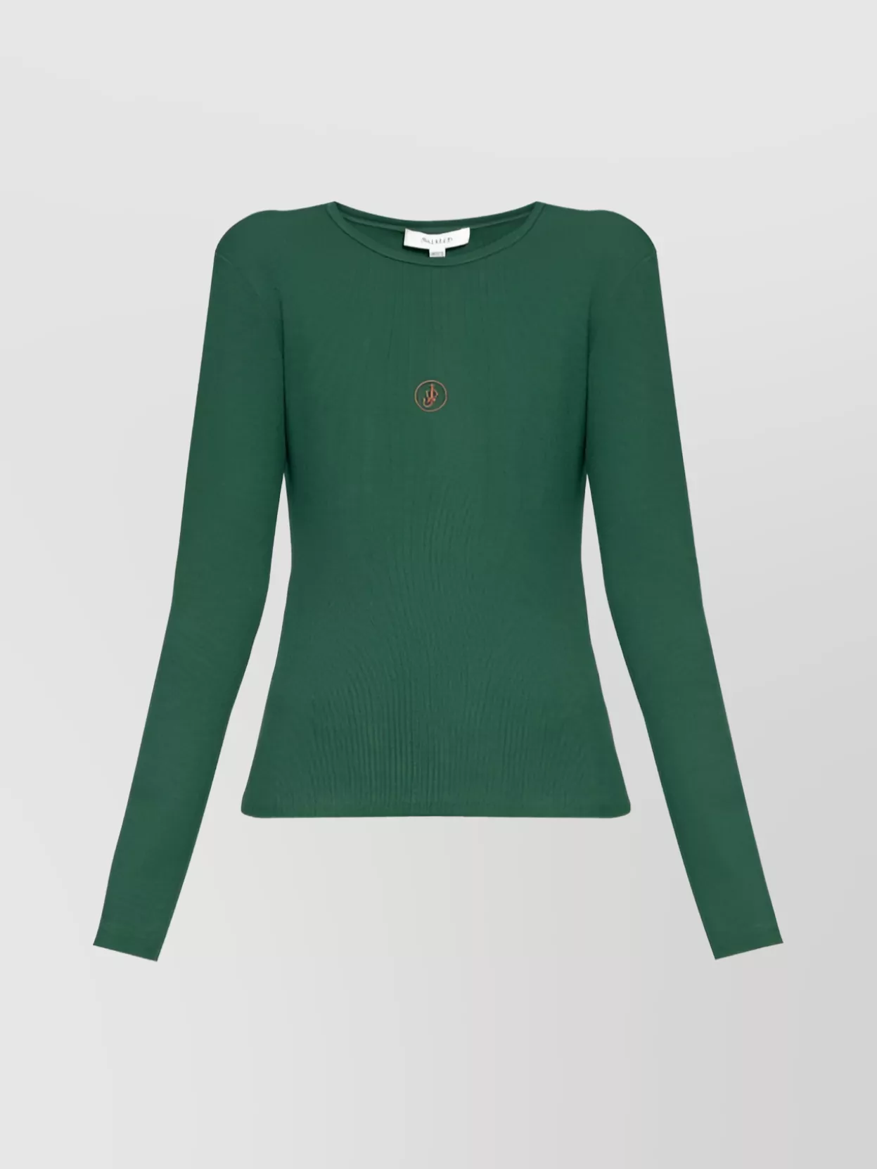Jw Anderson Long Sleeve Ribbed Anchor Embroidery Top In Green