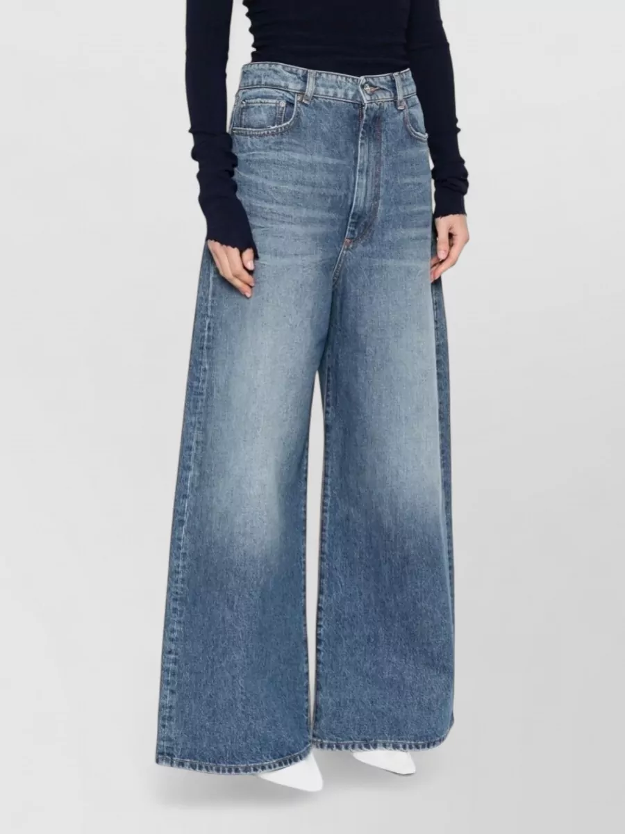 Sportmax Wide Leg Denim Cotton Five Pocket Trousers