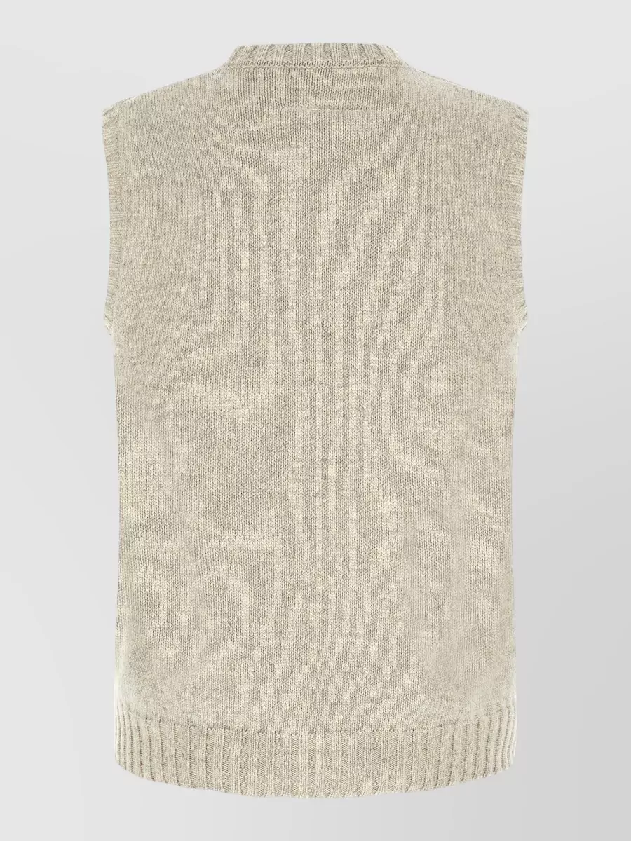 Mm6 Maison Margiela Wool Logo-Print Sleeveless Jumper