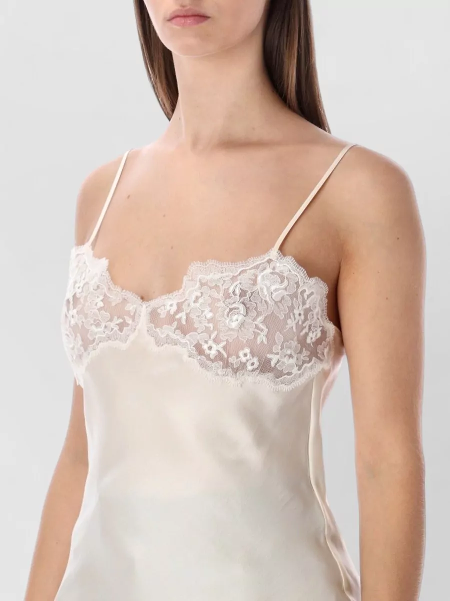 Chloé Lace Panel Silk Camisole Top