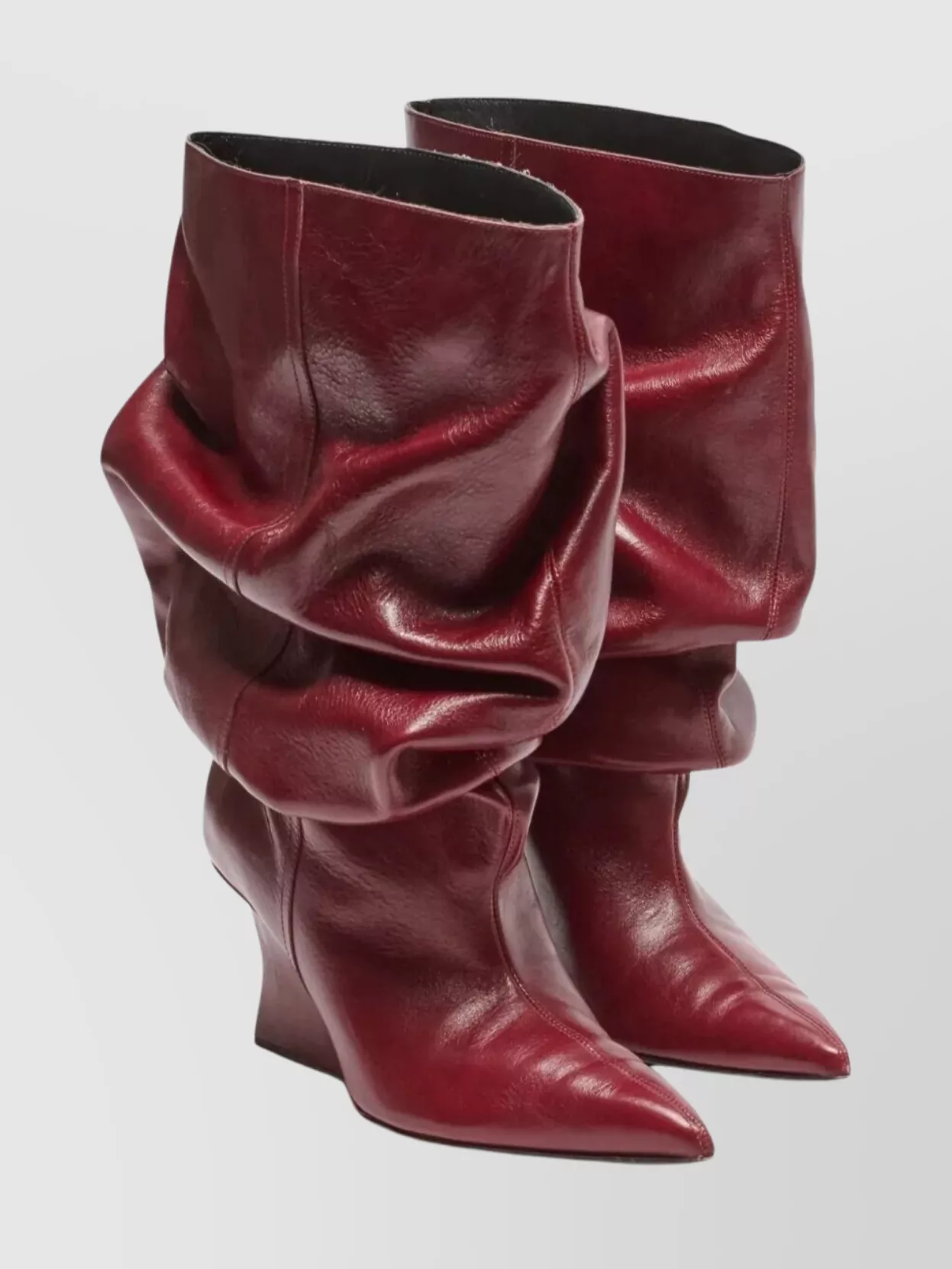 Balmain Textured Leather Wedge Ankle Boot