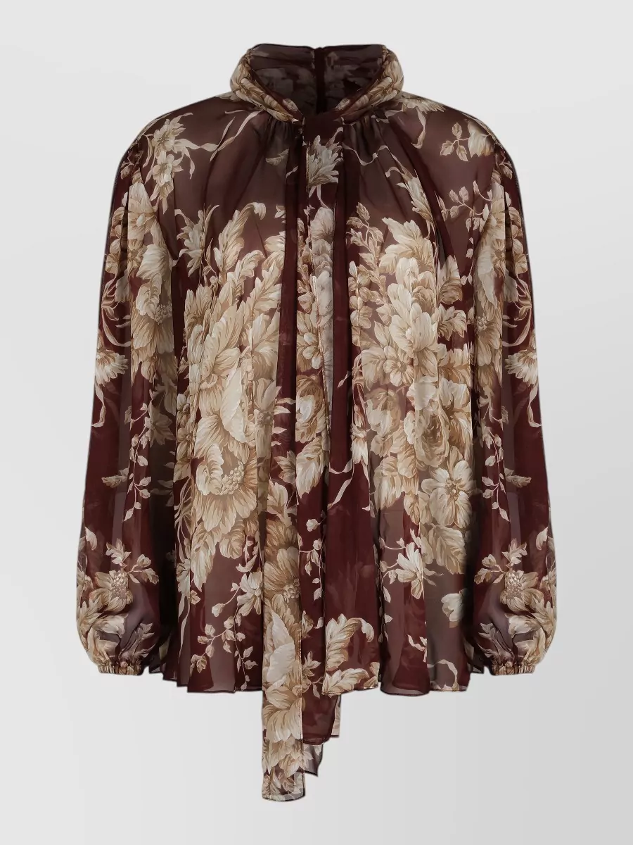 Dolce&Gabbana Floral-print silk tie-neck blouse