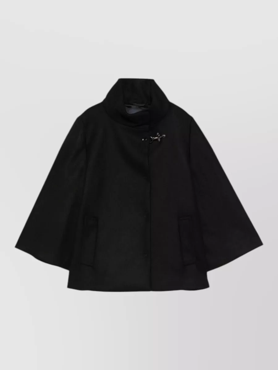Fay cashmere wool long-sleeve funnel-neck coat