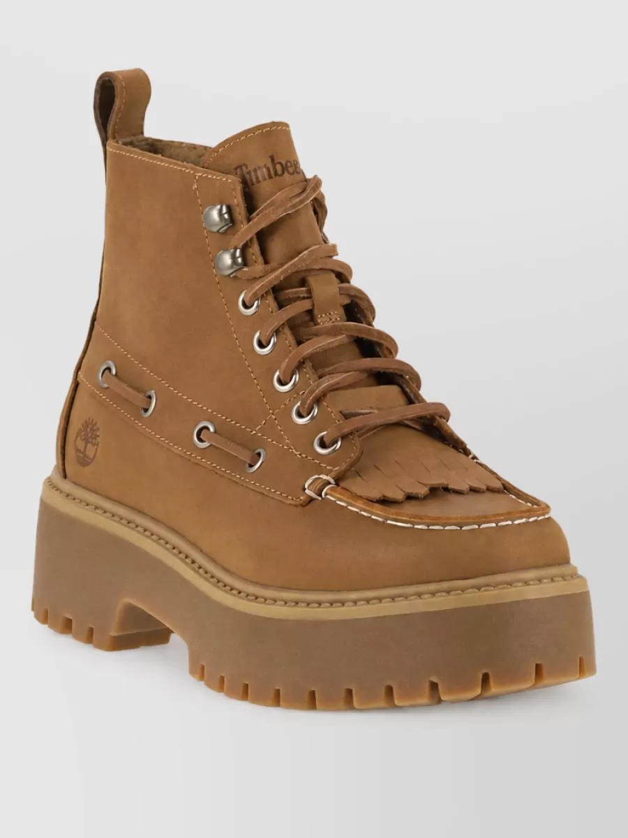 Timberland leather platform lace-up boots