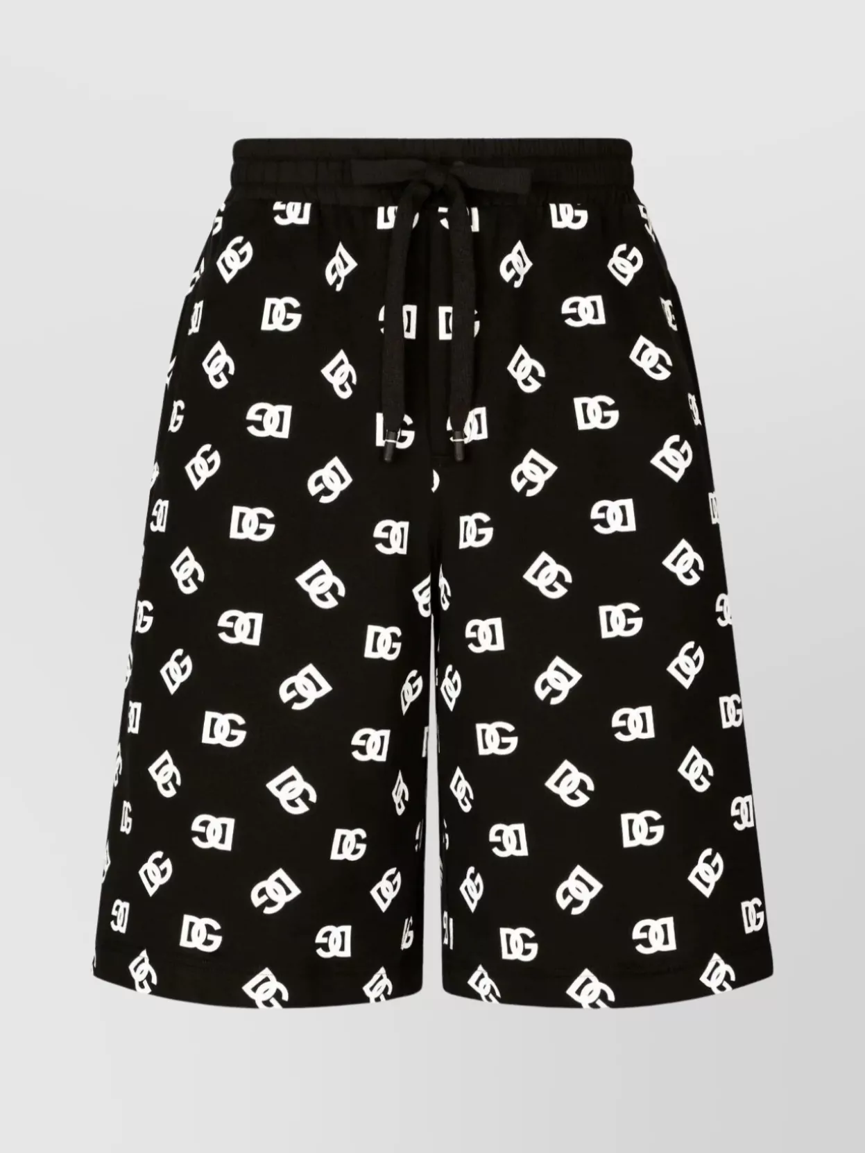 Shop Dolce & Gabbana Logo Print Elastic Waistband Shorts In Black