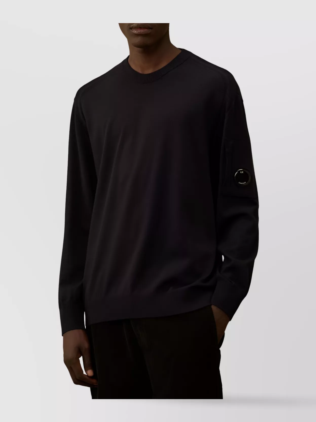 C.p. Company Merino Wool Crewneck Sweater Pocket