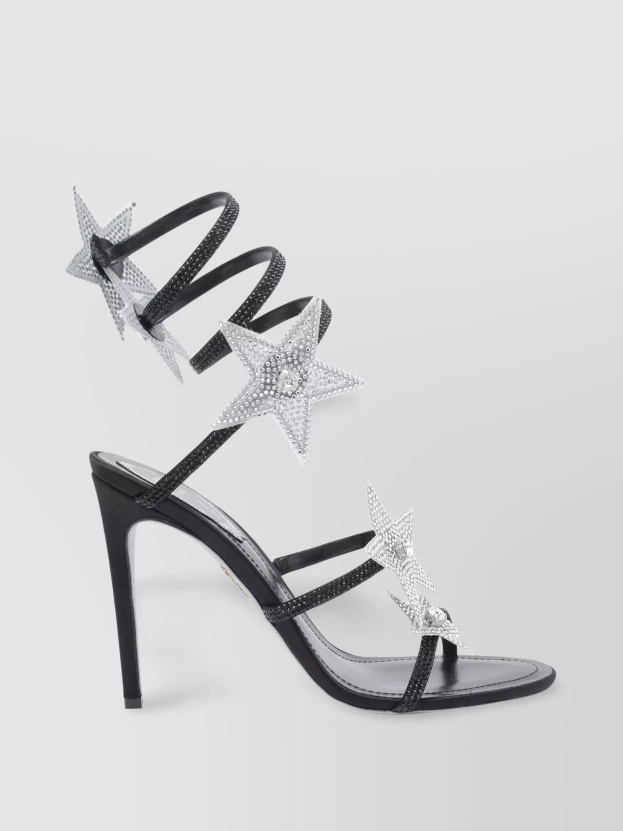 René Caovilla Crystal Star Spiral Strap Sandals