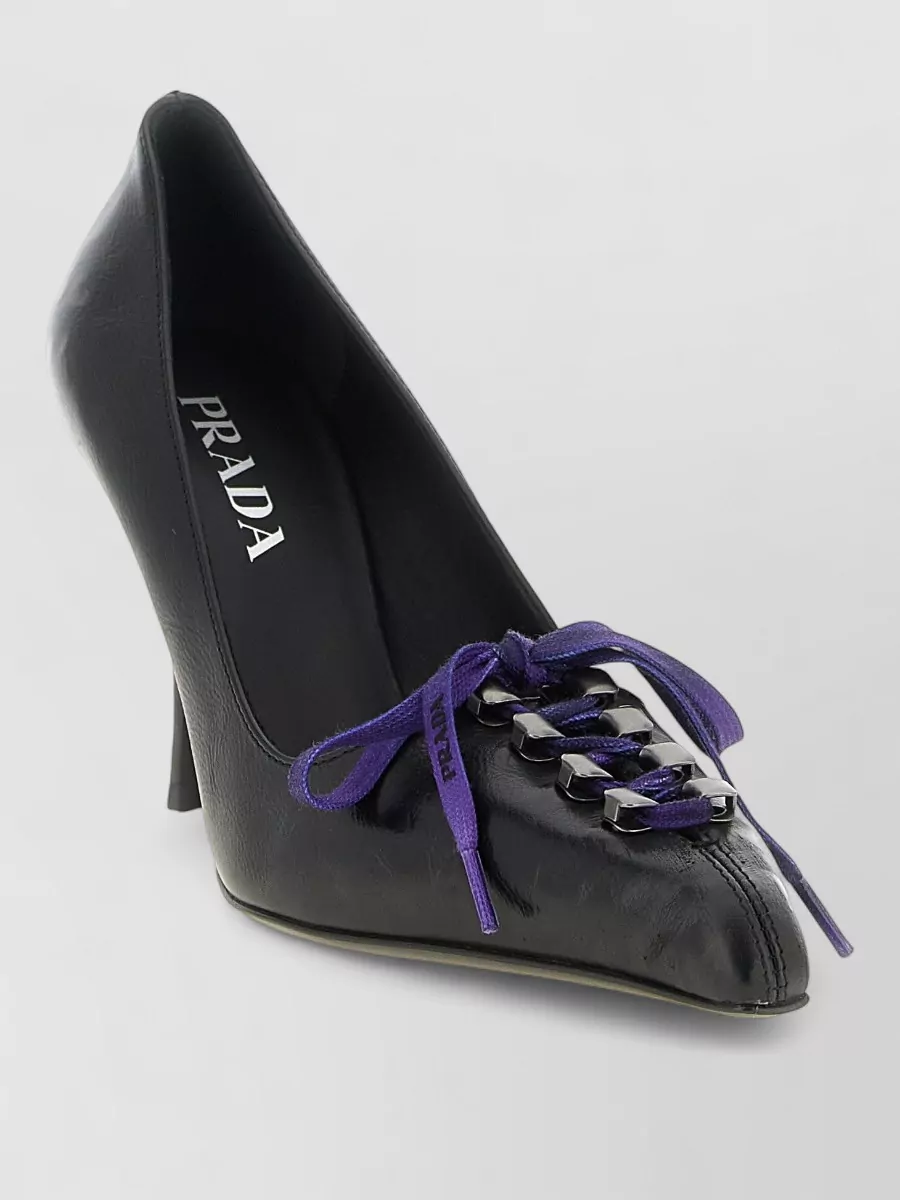 Prada leather lace-up pumps