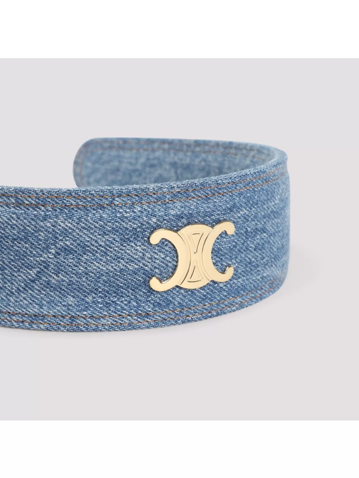 Celine Denim Texture Headband Accessory In Blue
