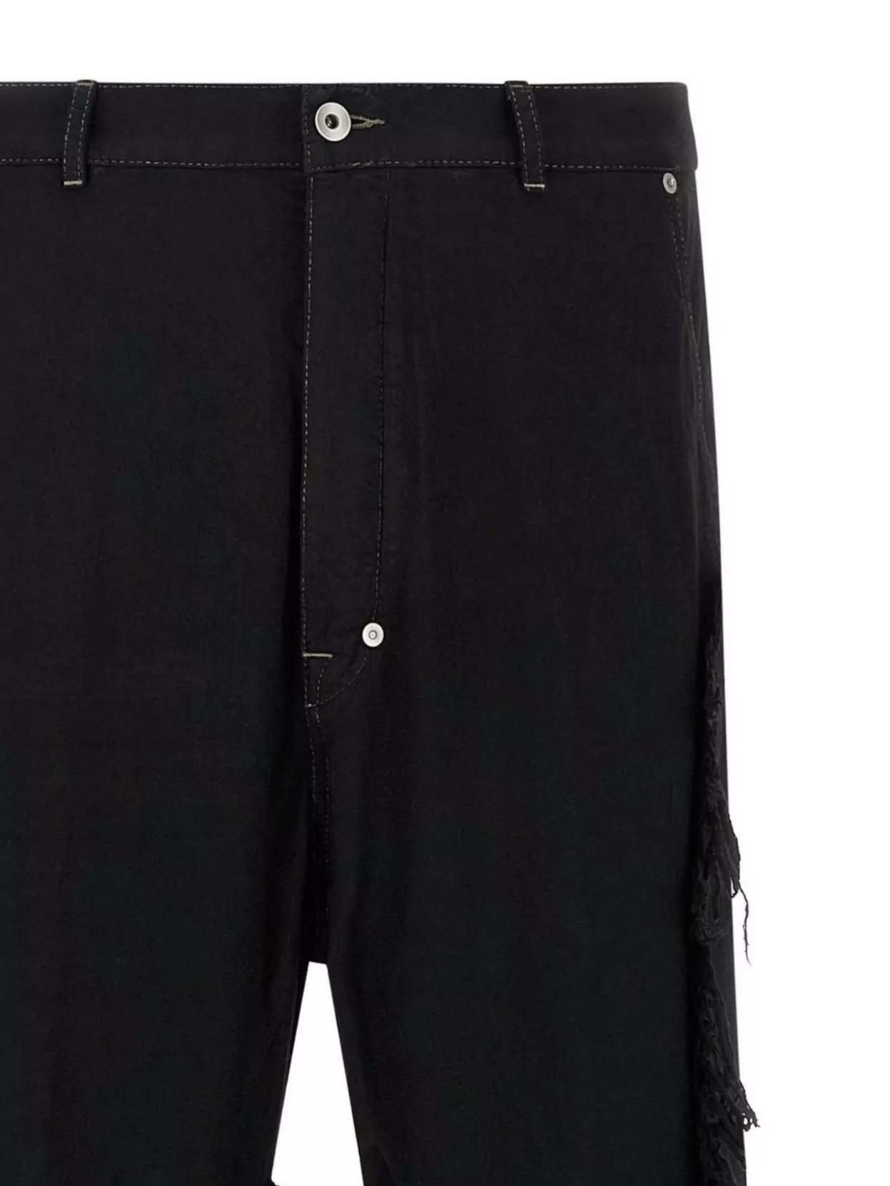 Rick Owens Casual Trousers With Frayed Detailing And Pockets