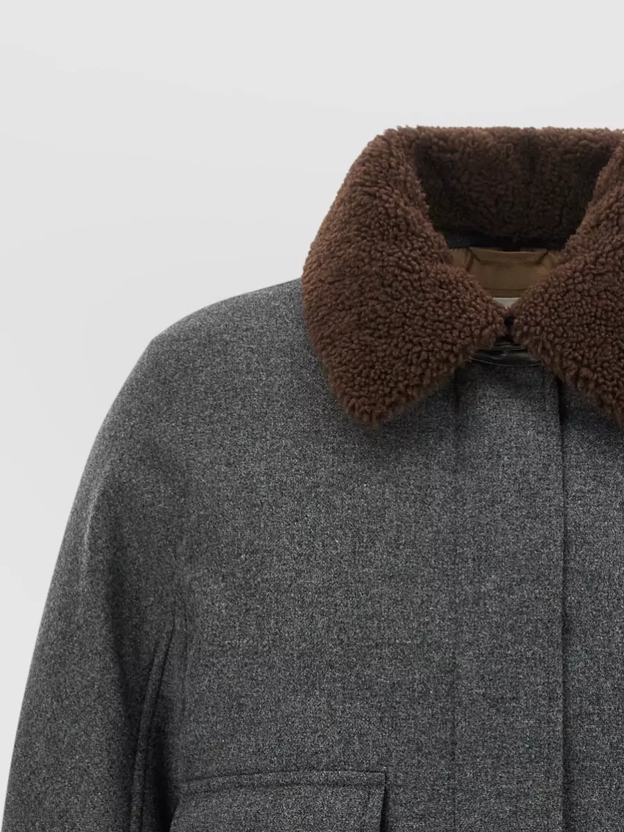 Brunello Cucinelli Cashmere Wool Cropped Single Breasted Coat