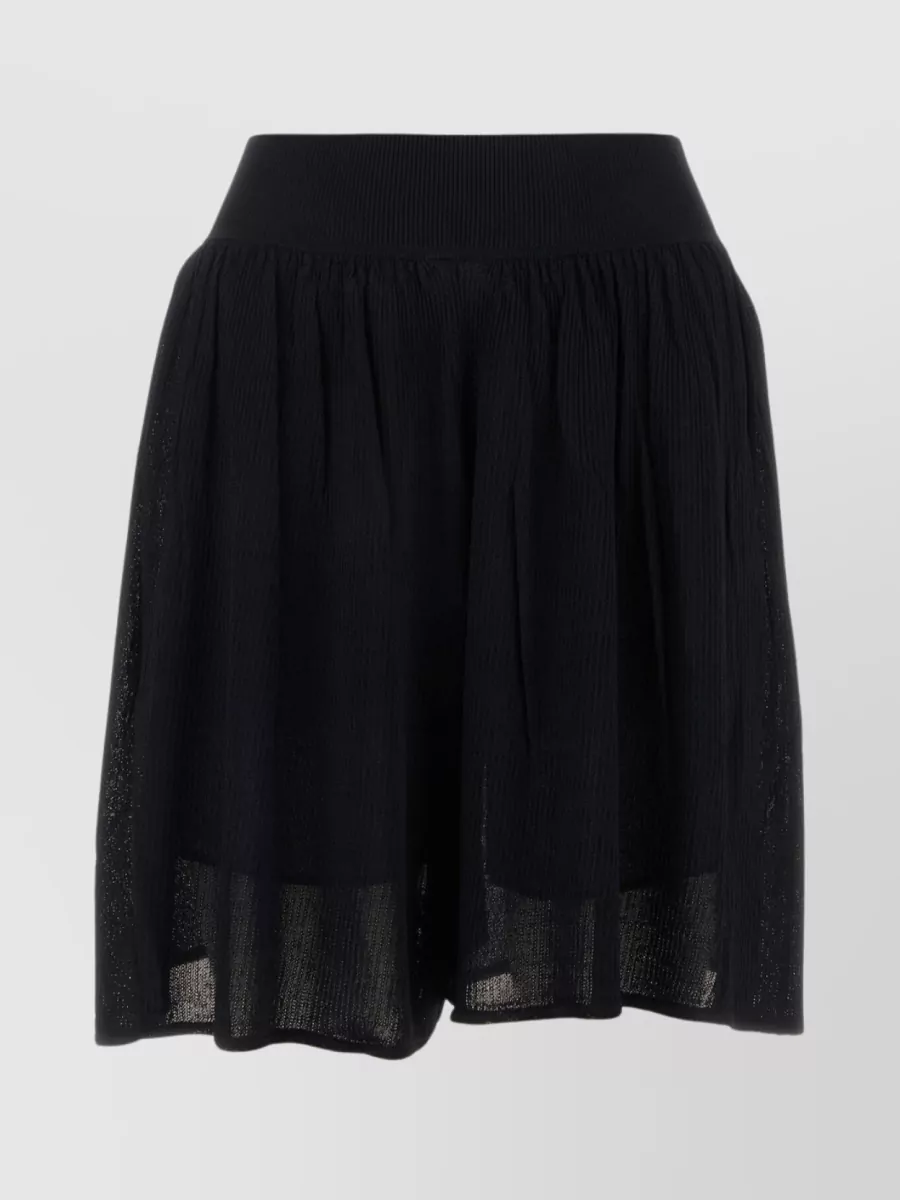Shop Tory Burch Viscose Shorts With Elastic Waistband And Pleated Design In Black