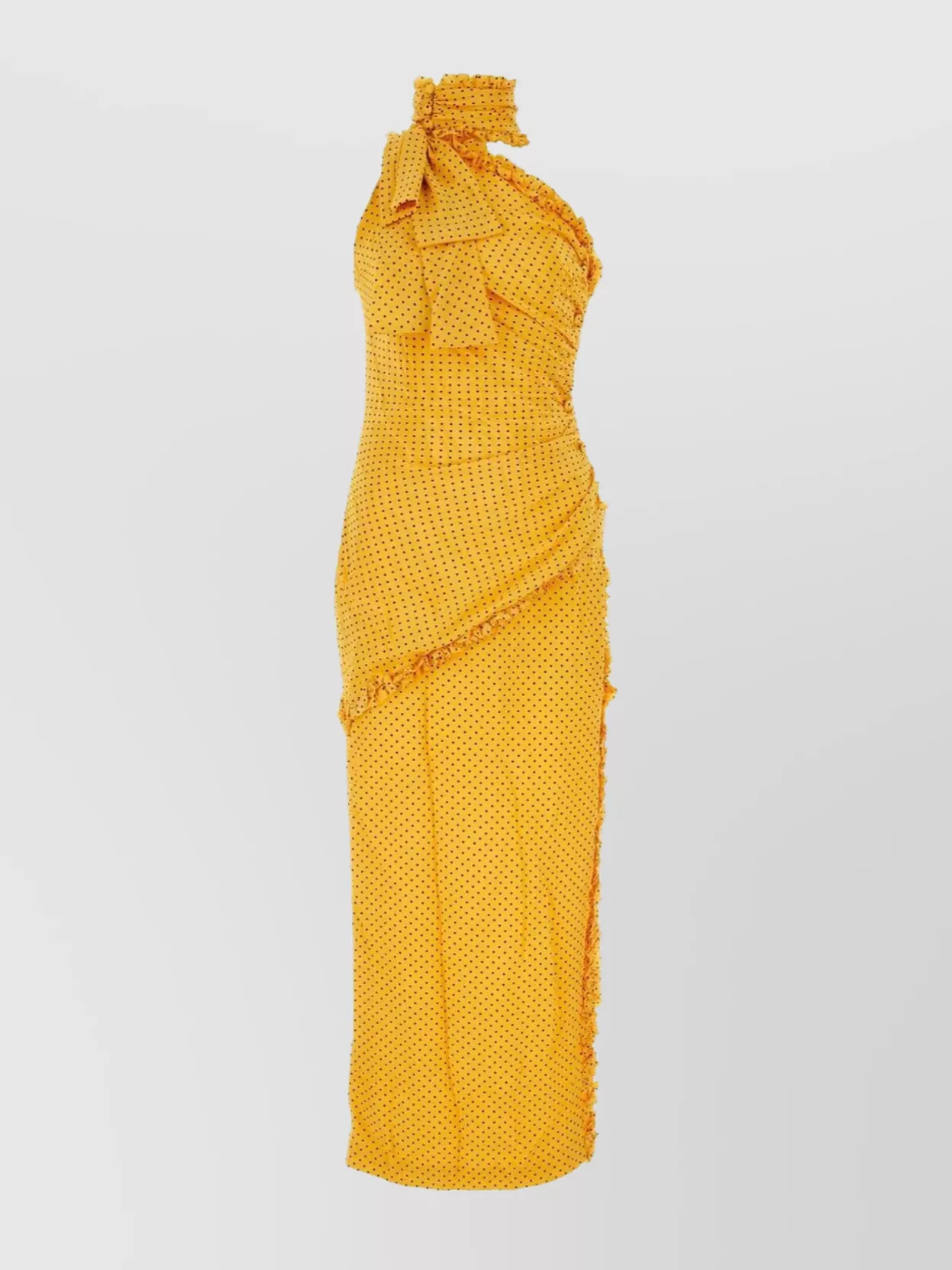 Shop Alessandra Rich Polka-dot Print Silk One-shoulder Dress